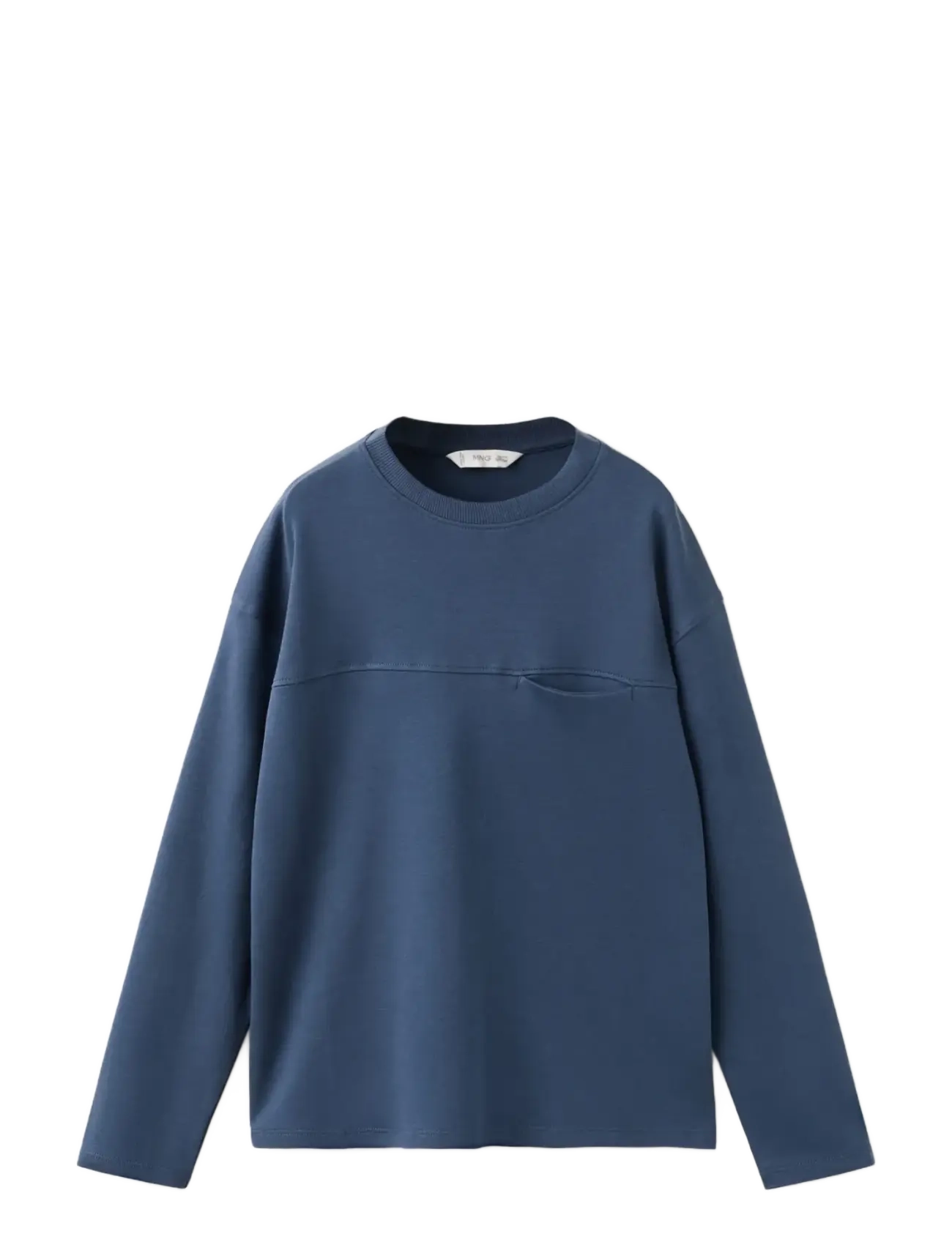 Mango T-shirt with pocket and seam detail - Overdele - DARK BLUE / blue