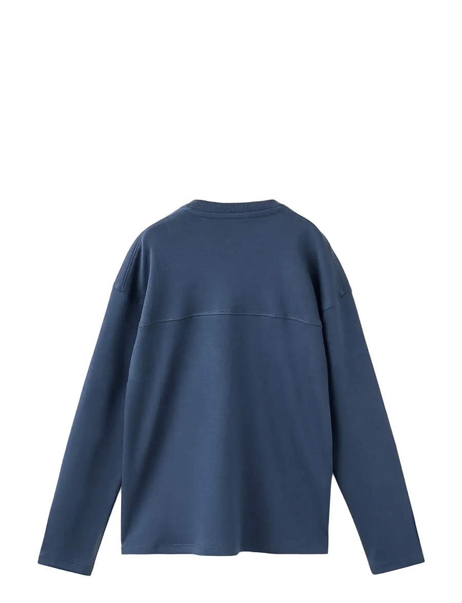 Mango - T-shirt with pocket and seam detail - långärmade t-shirts - dark blue - 1
