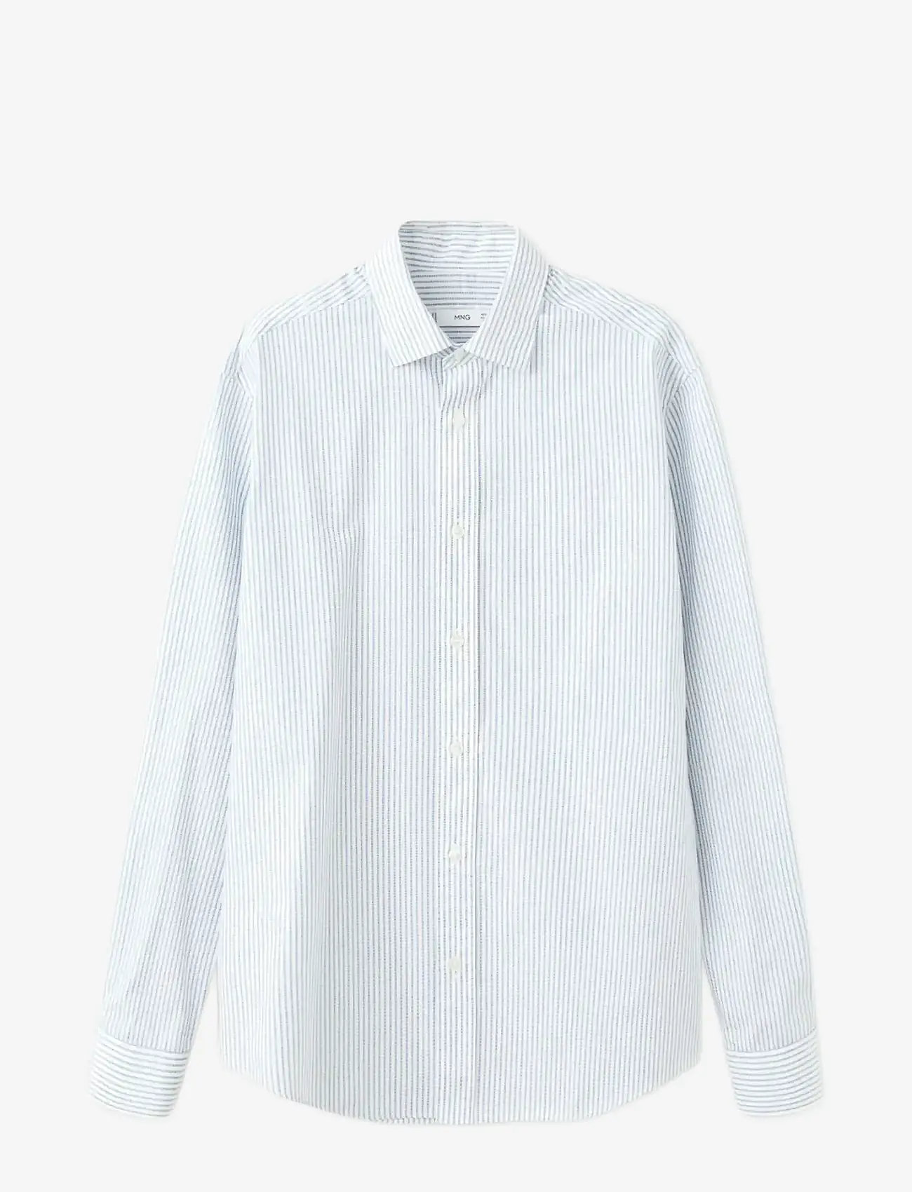 Mango - Regular fit striped cotton shirt - stribede skjorter - lt-pastel blue - 1