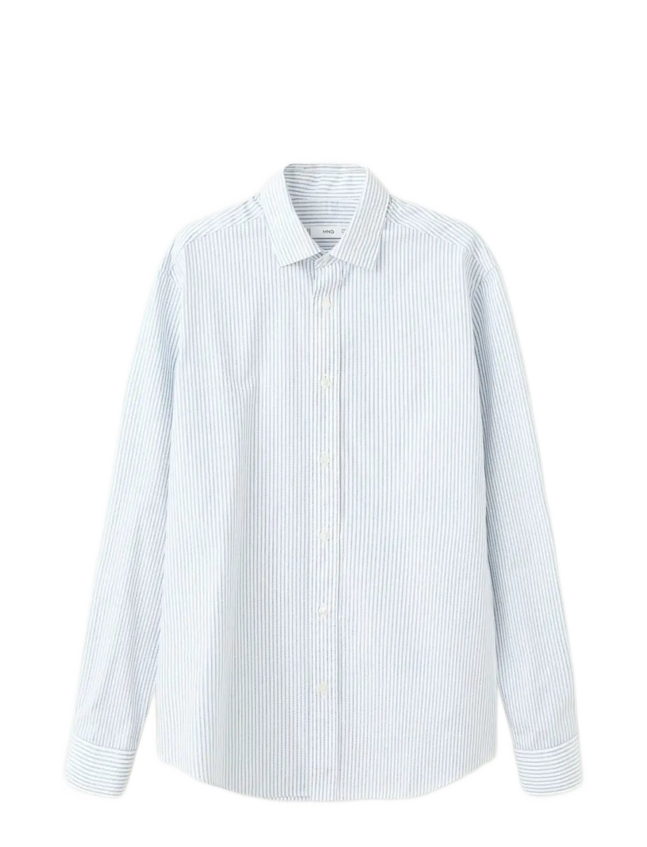 Mango Regular fit striped cotton shirt - Vabaajasärgid - LT-PASTEL BLUE / white