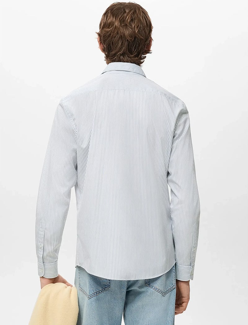 Mango - Regular fit striped cotton shirt - randiga skjortor - lt-pastel blue - 2