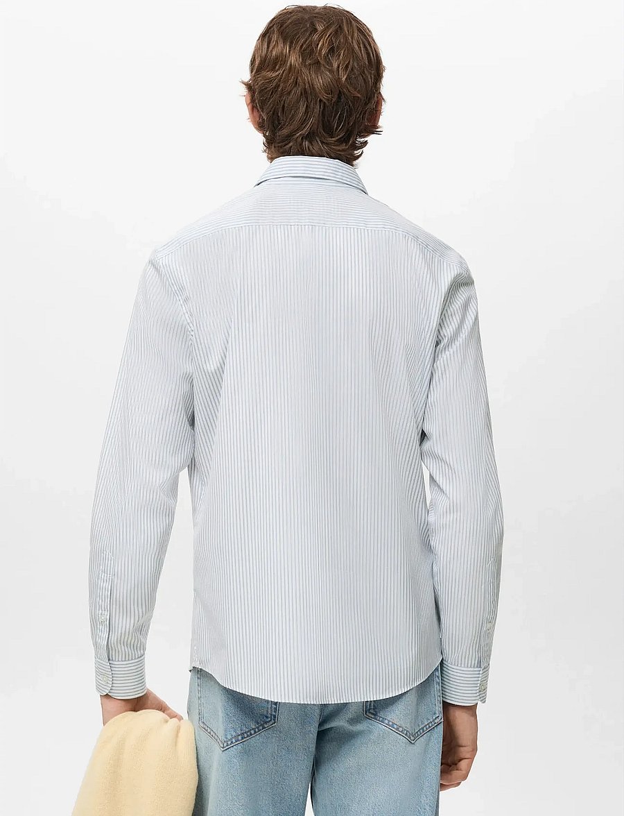 Mango - Regular fit striped cotton shirt - randiga skjortor - lt-pastel blue - 2