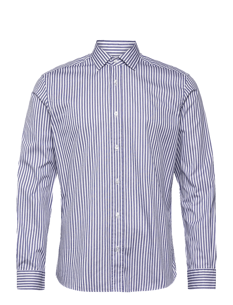 Mango - Regular fit striped cotton shirt - stribede skjorter - medium blue - 1