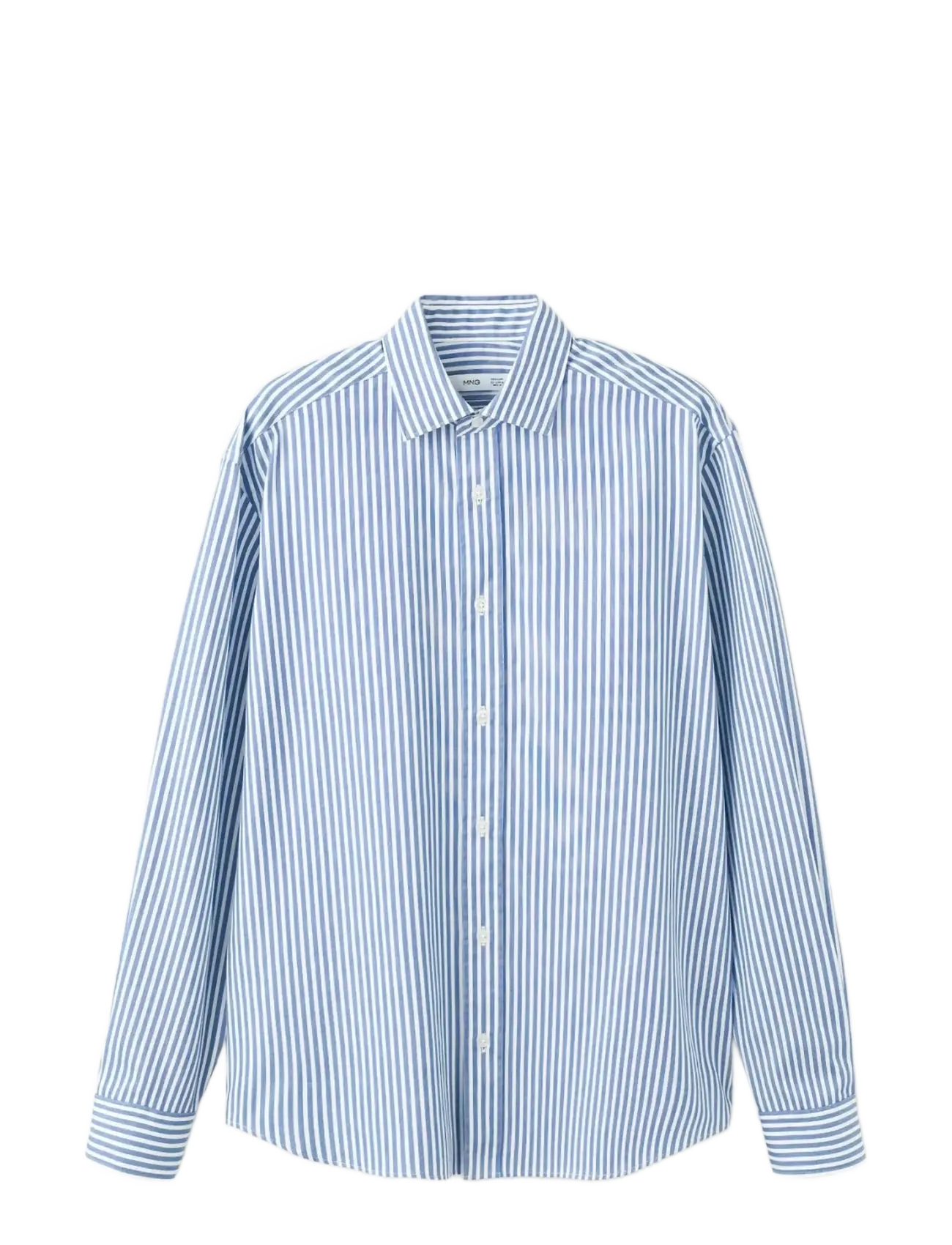 Regular fit striped cotton shirt - MEDIUM BLUE