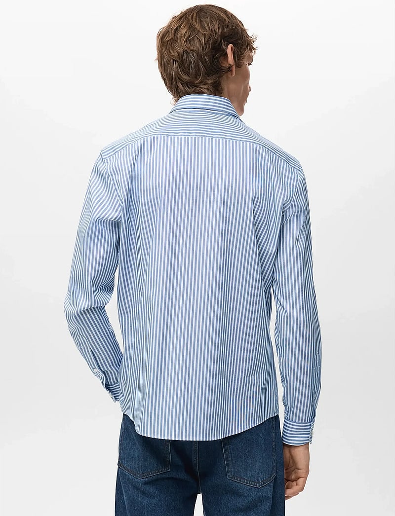 Mango - Regular fit striped cotton shirt - gestreifte hemden - medium blue - 2