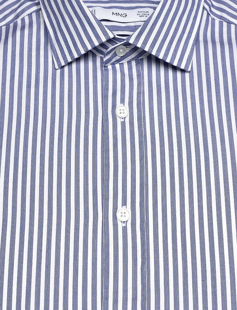 Mango - Regular fit striped cotton shirt - stribede skjorter - medium blue - 4