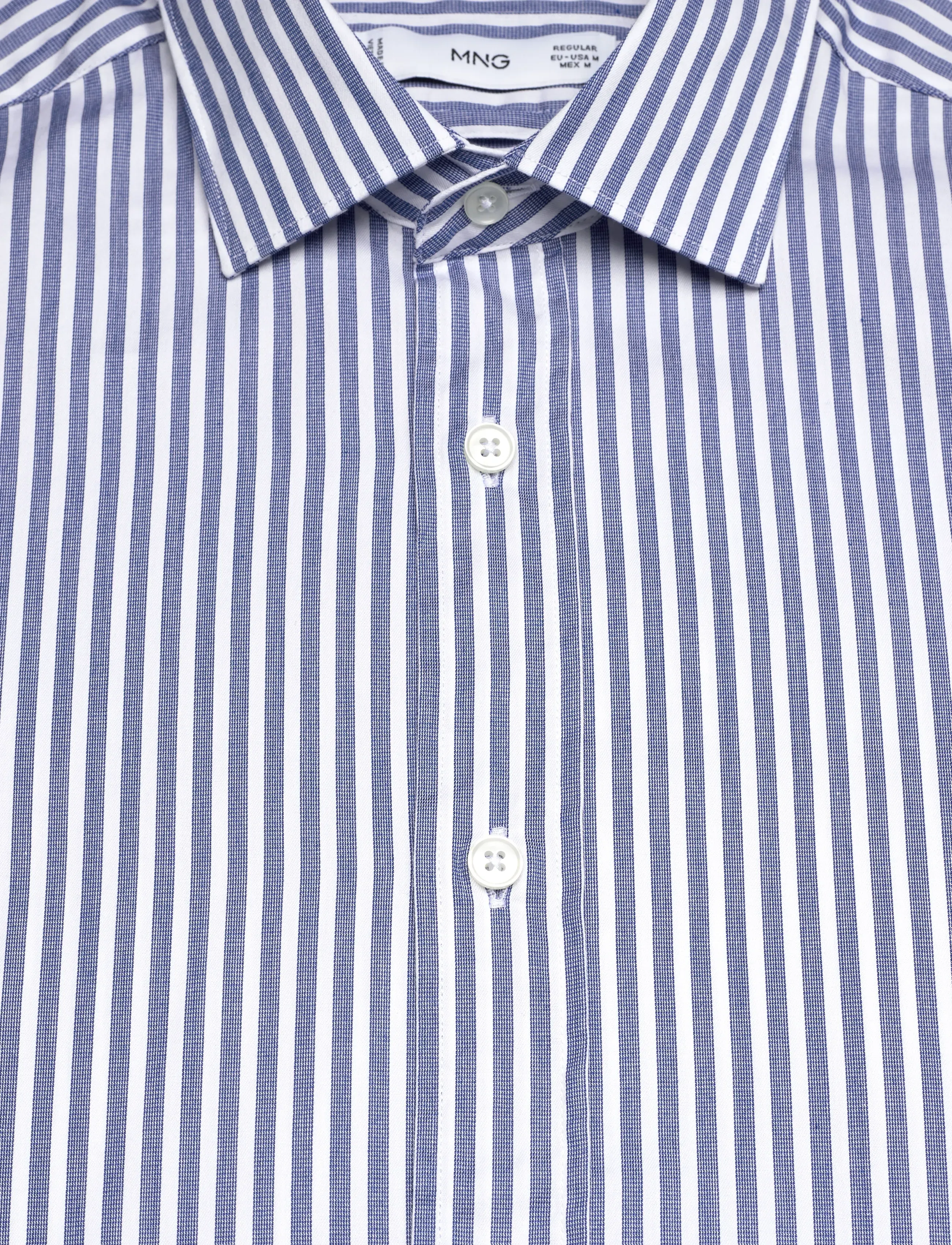 Mango - Regular fit striped cotton shirt - die niedrigsten preise - medium blue - 4