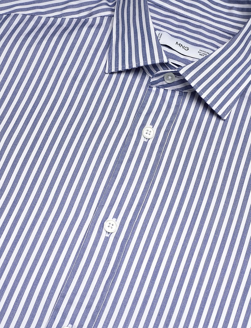 Mango - Regular fit striped cotton shirt - stribede skjorter - medium blue - 5
