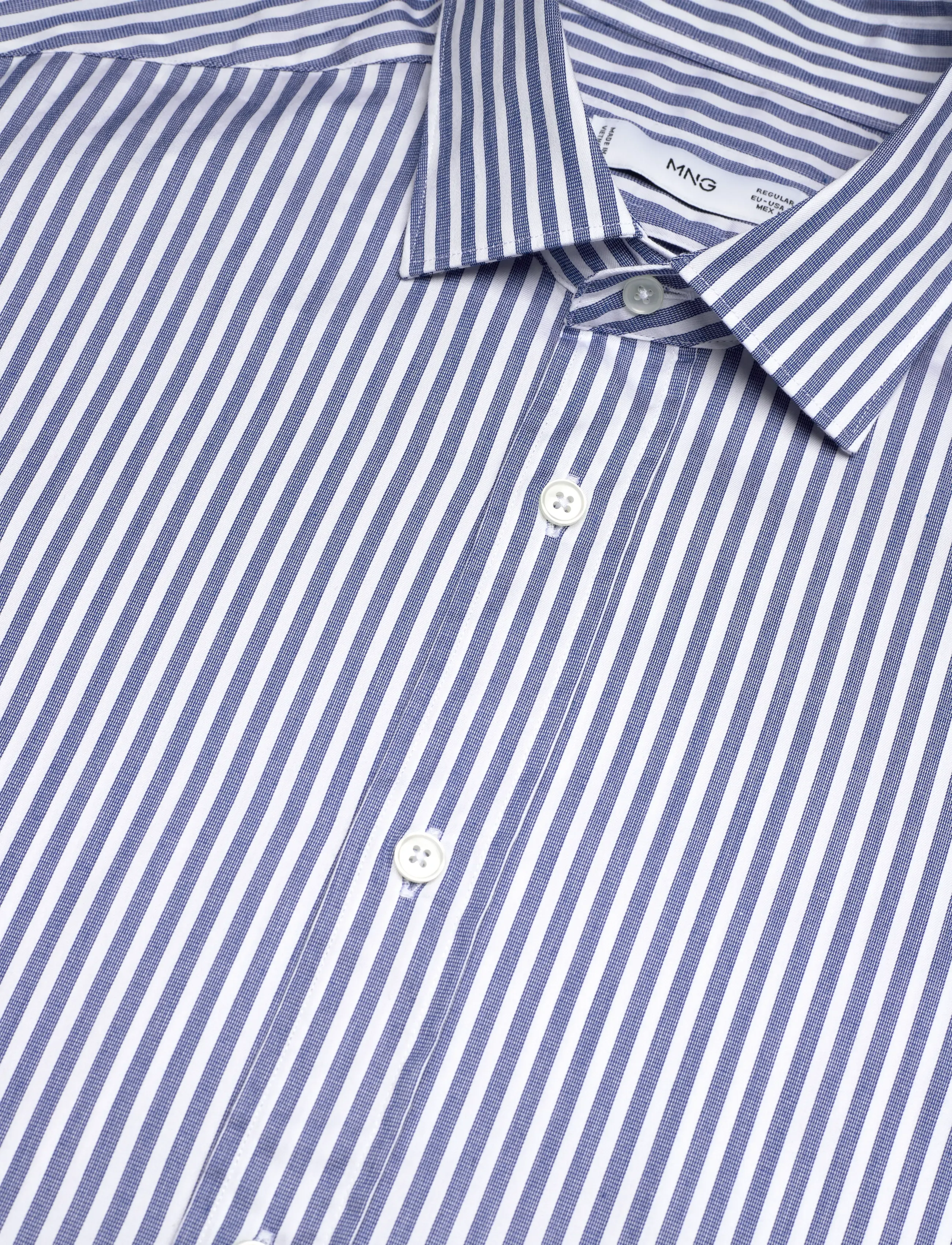 Mango - Regular fit striped cotton shirt - die niedrigsten preise - medium blue - 5