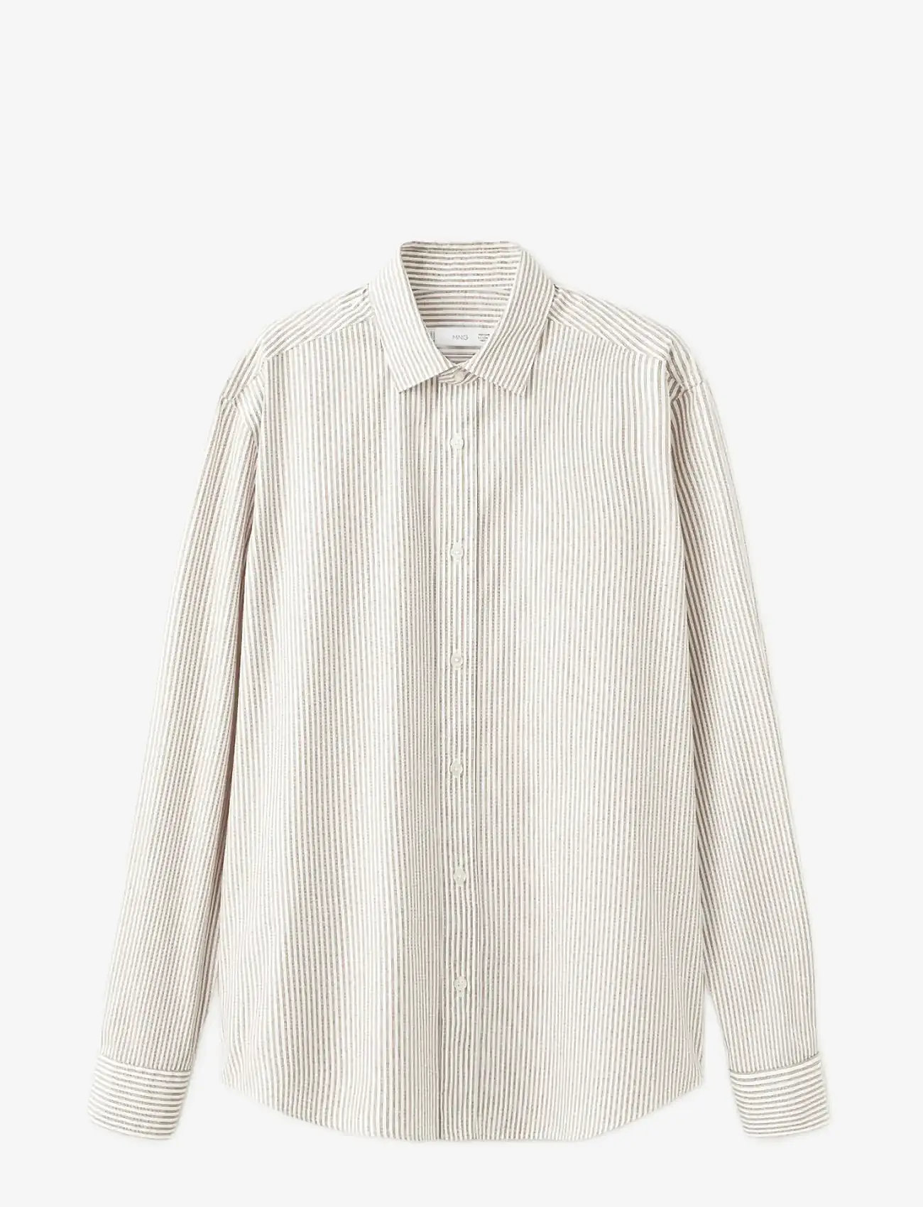 Mango - Regular fit striped cotton shirt - gestreifte hemden - medium brown - 1