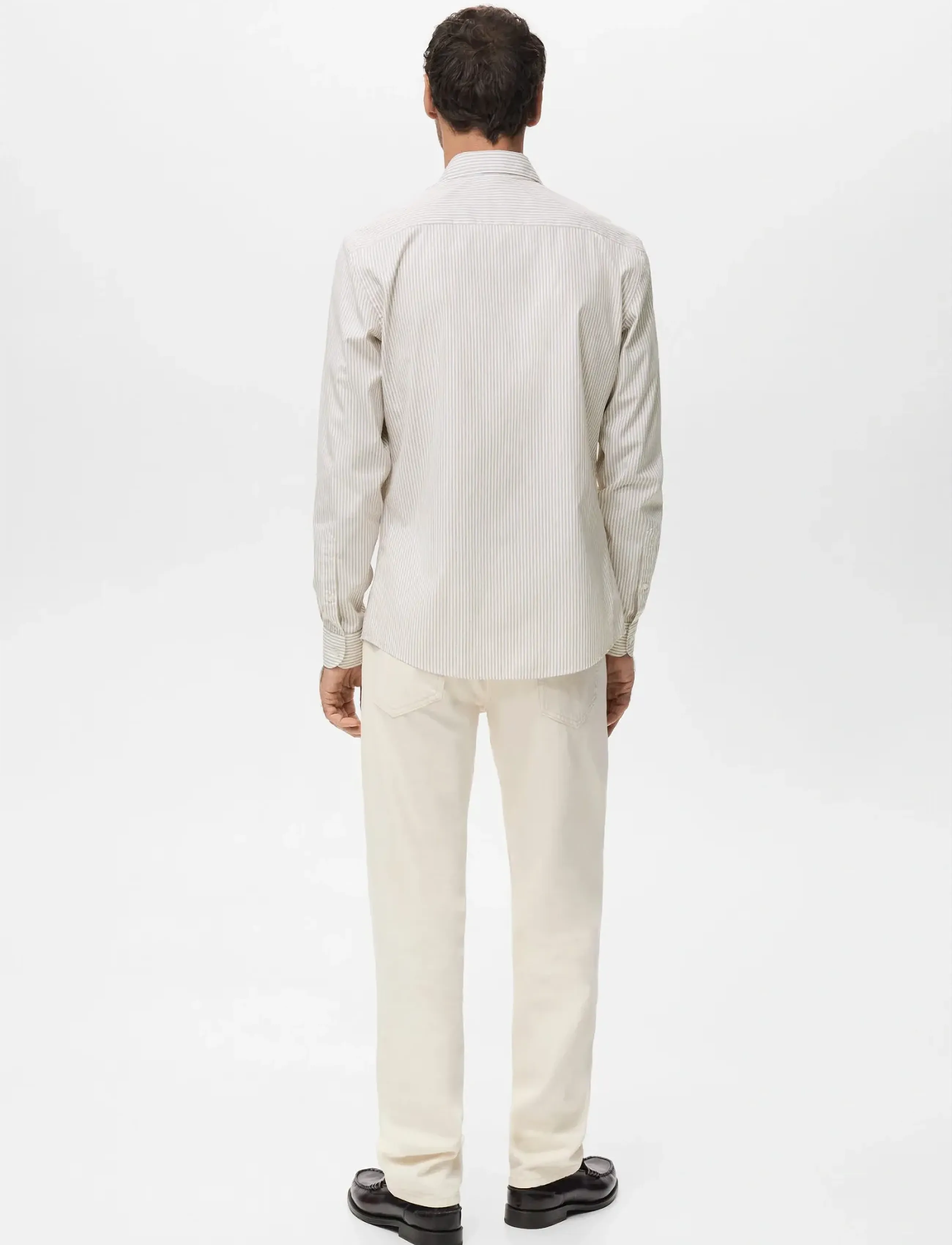 Mango - Regular fit striped cotton shirt - kontorisärgid - medium brown - 2