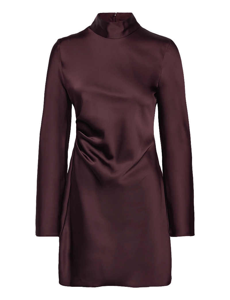 Mango - Satin dress with pleat detail - cocktail dresses - dark red - 1