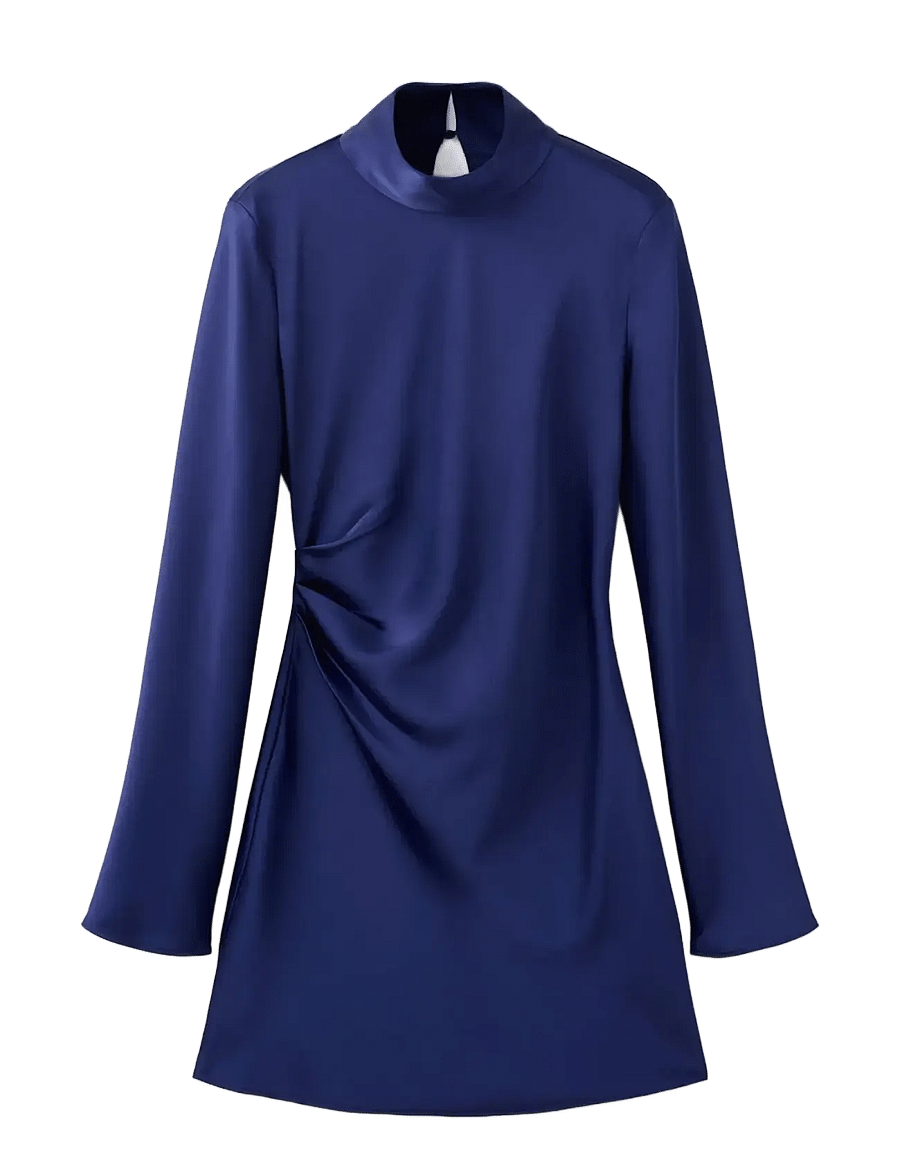 Mango - Satin dress with pleat detail - cocktailklänningar - medium blue - 1