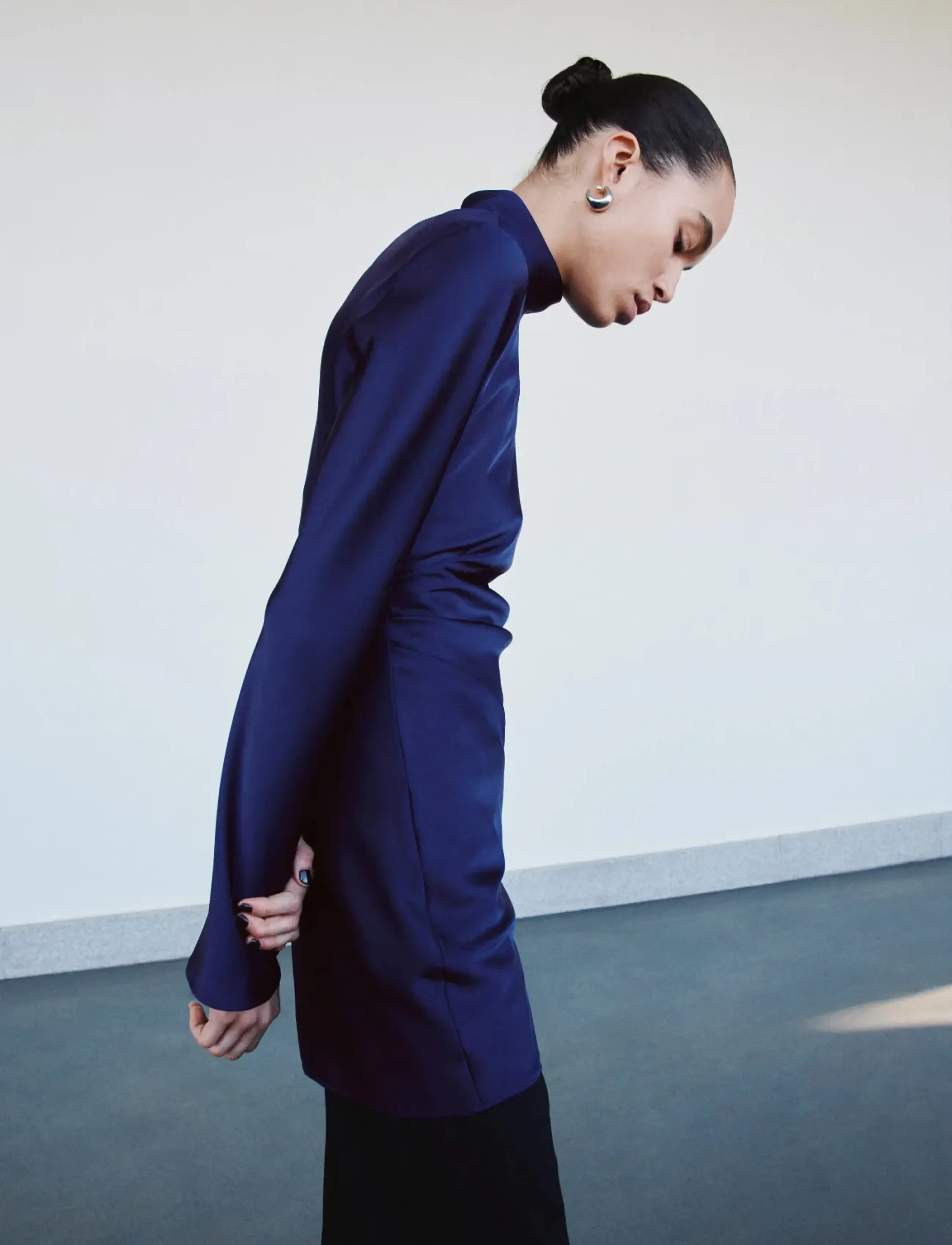 Mango Satin dress with pleat detail - Kläder - MEDIUM BLUE / blue