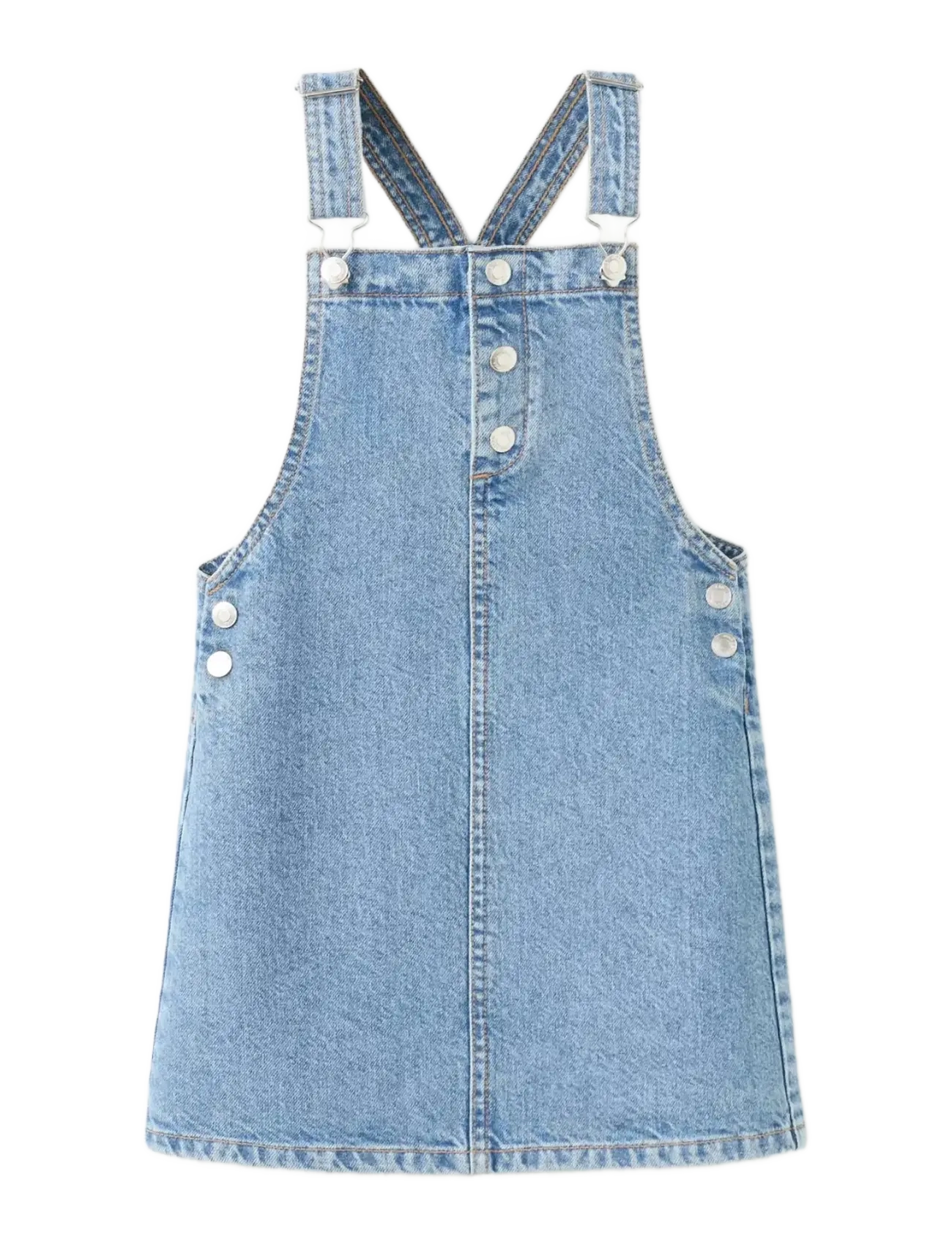 Mango Short Denim Pinafore, 116, Blue, Kjoler > Dungaree-Kjole, Børn