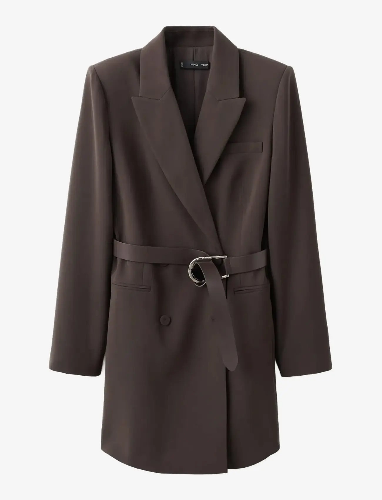 Mango - Blazer-style dress with belt - dark brown - 1