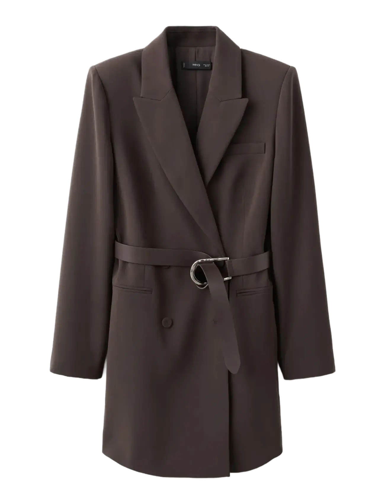Mango Blazer-style dress with belt - Vyölliset bleiserit - DARK BROWN / brown