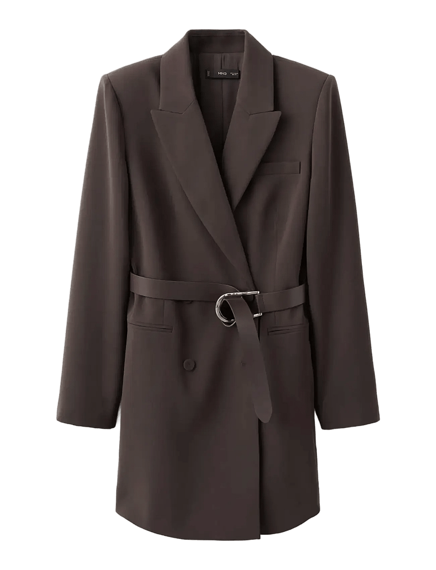 Mango - Blazer-style dress with belt - blazere med bælte - dark brown - 1
