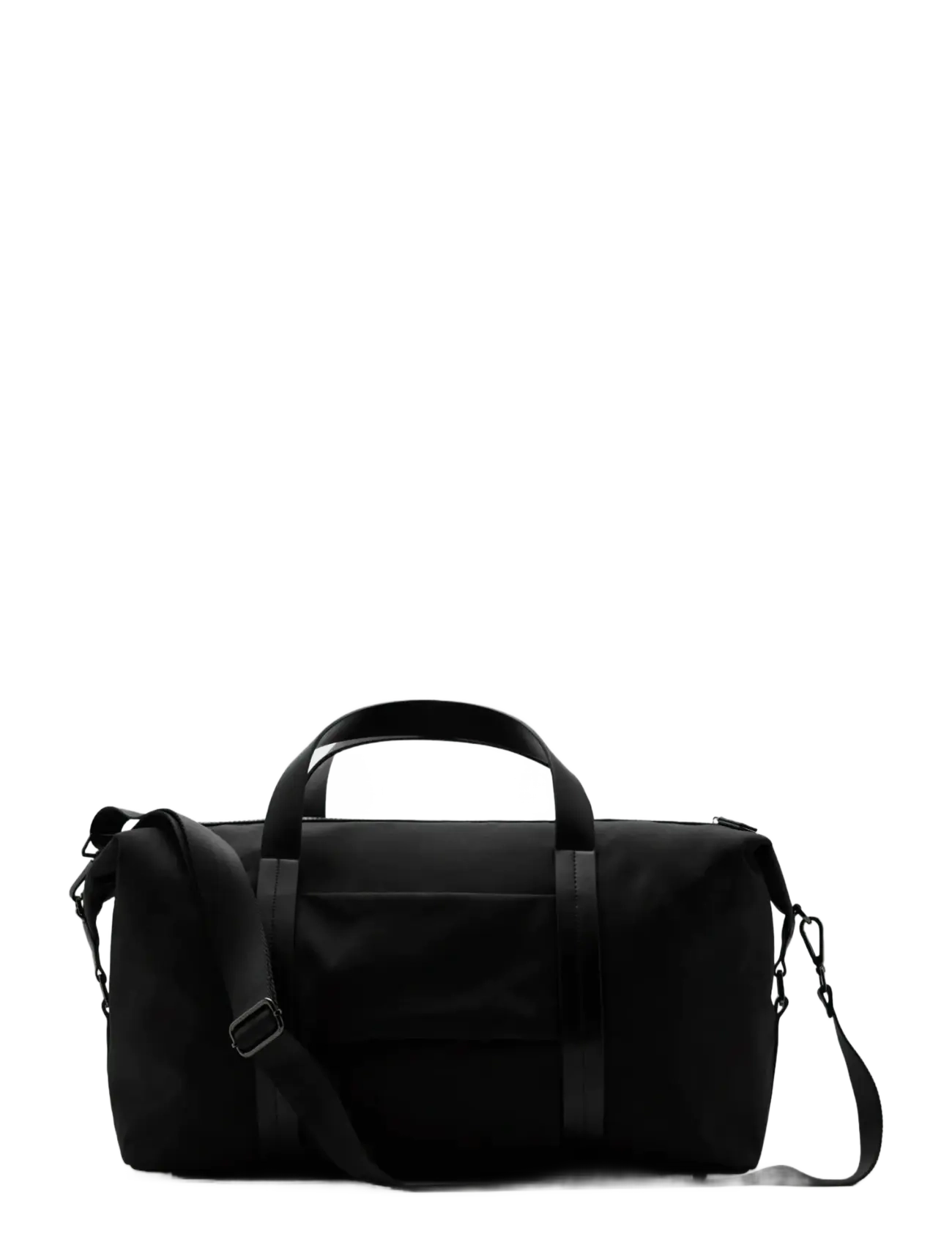 Combined leather bowling handbag - BLACK