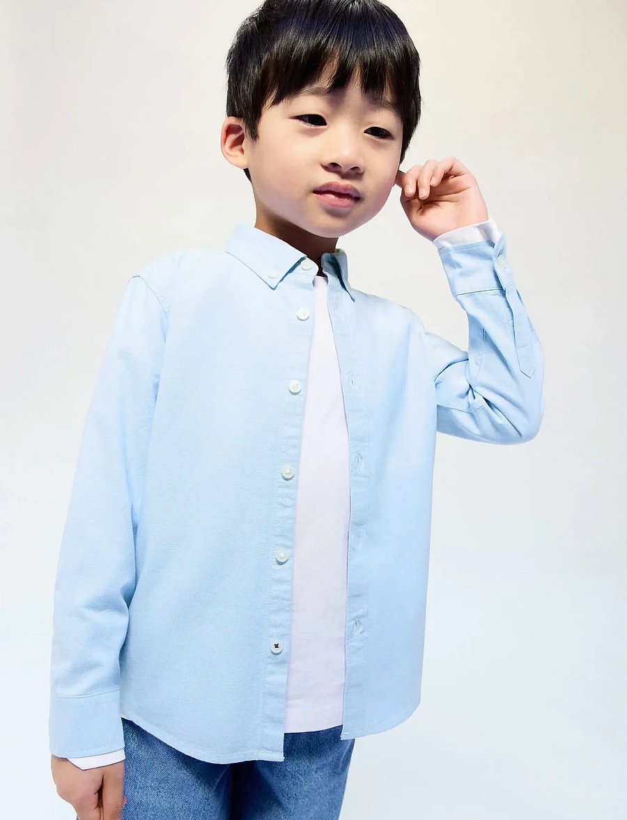 Mango - Oxford cotton shirt - långärmade skjortor - lt-pastel blue - 0