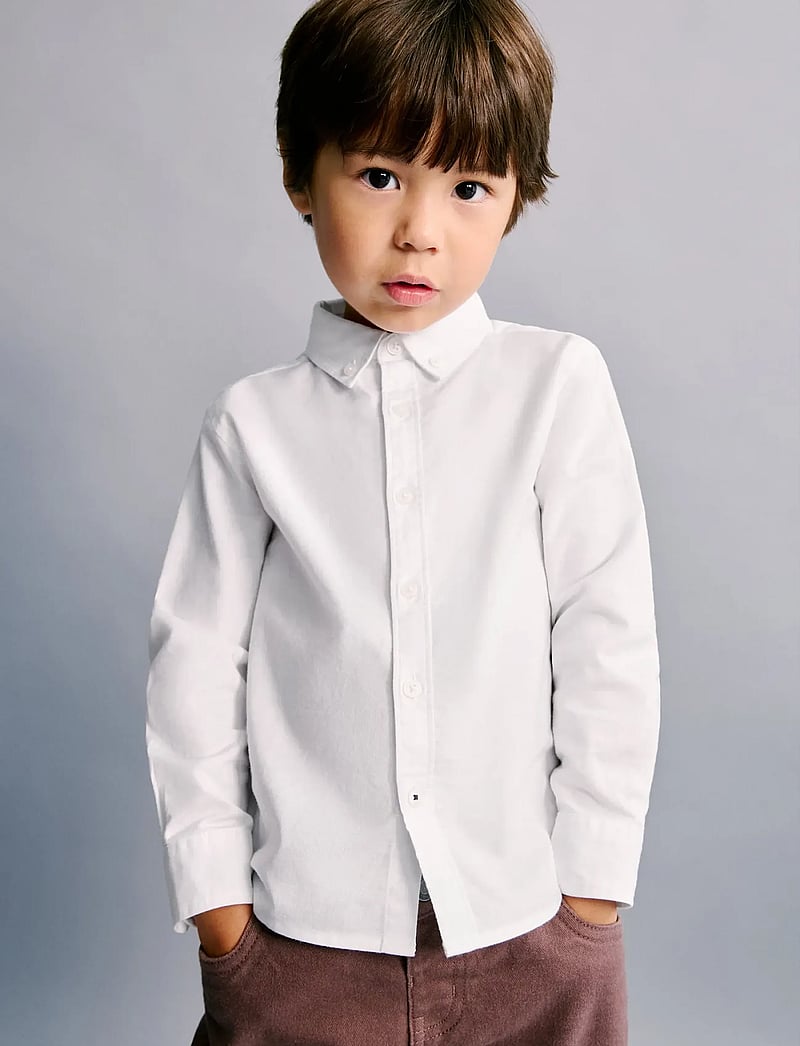 Mango - Oxford cotton shirt - langærmede skjorter - white - 0