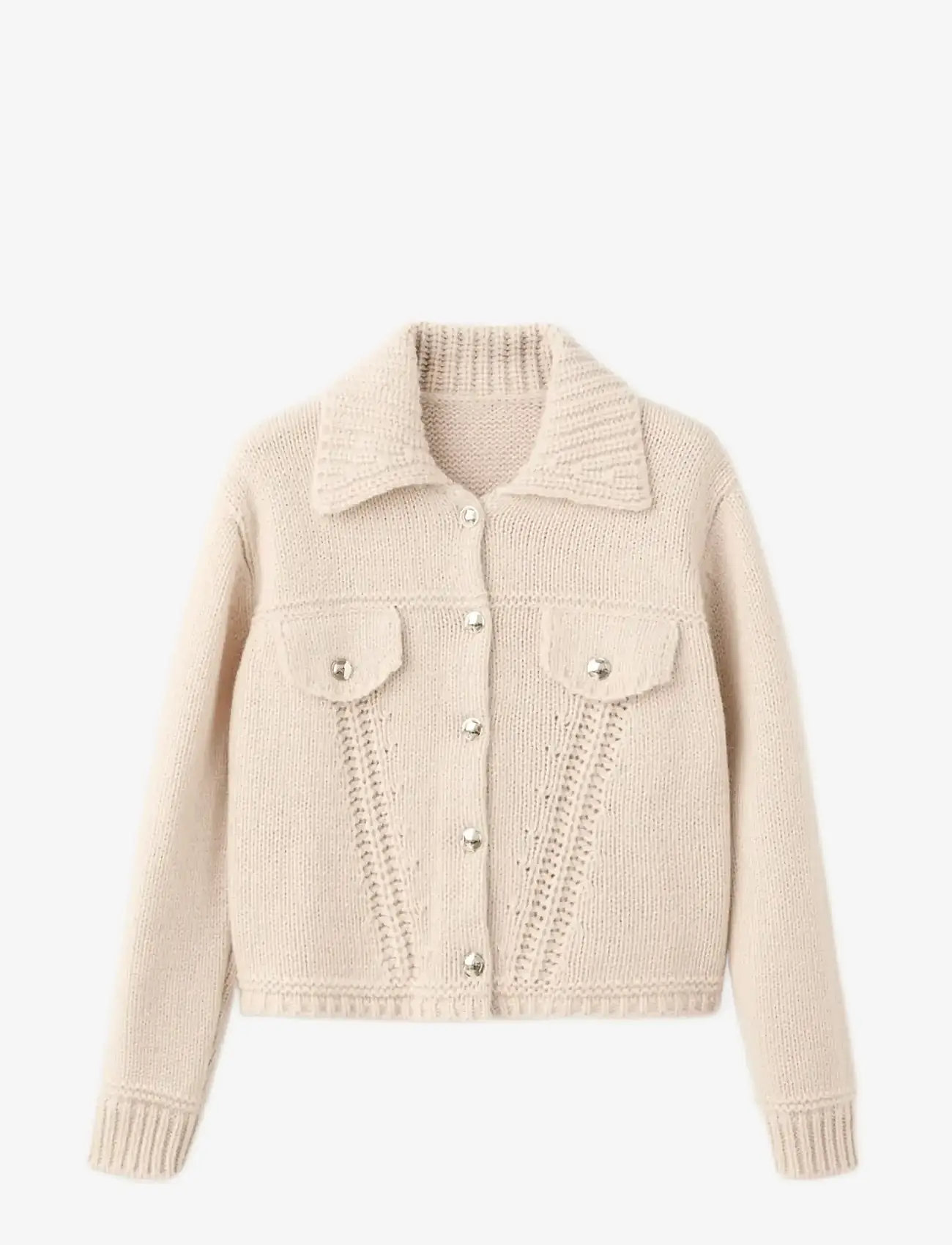Mango - Knitted jacket with polo collar - uldjakker - lt pastel brown - 1