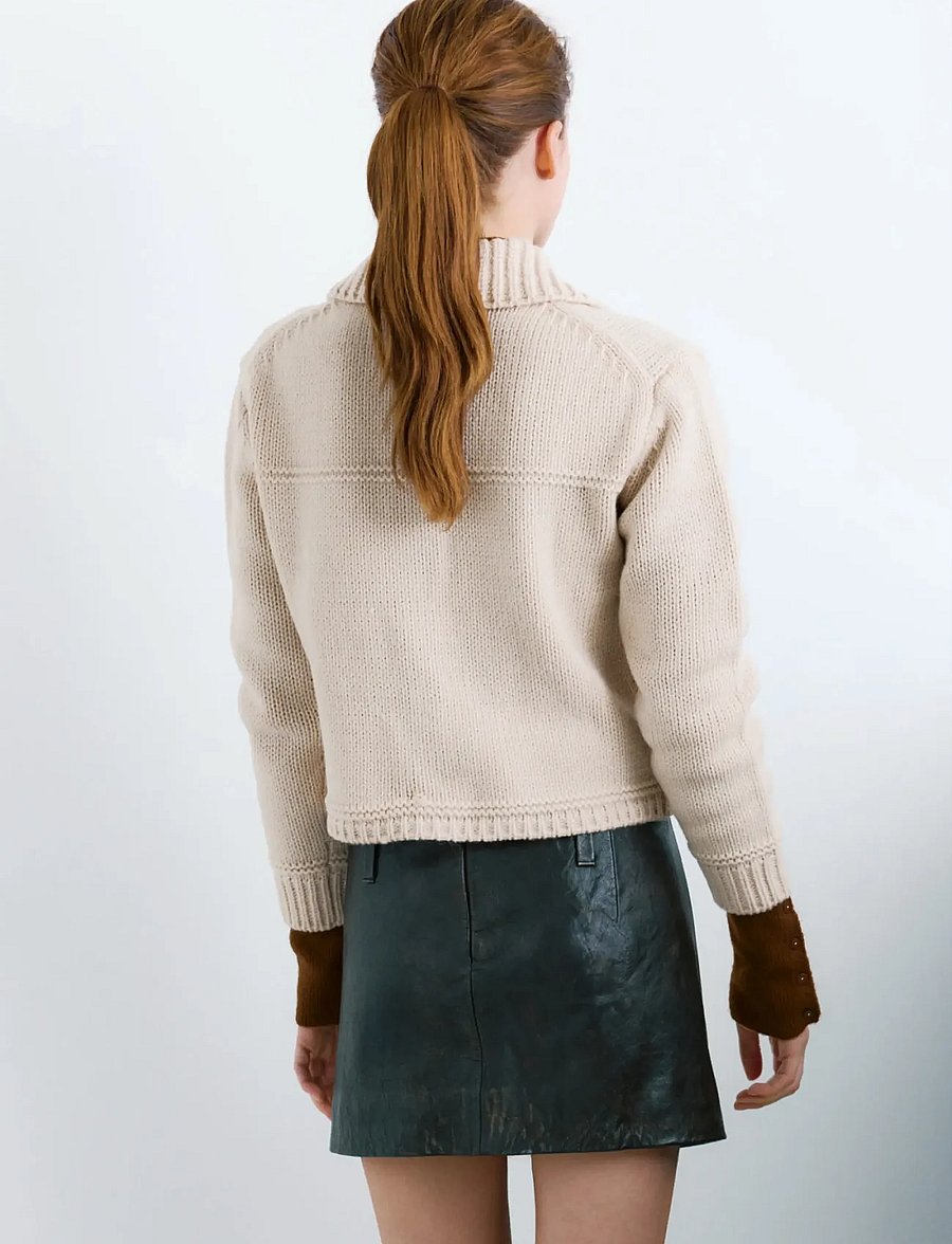 Mango - Knitted jacket with polo collar - uldjakker - lt pastel brown - 2