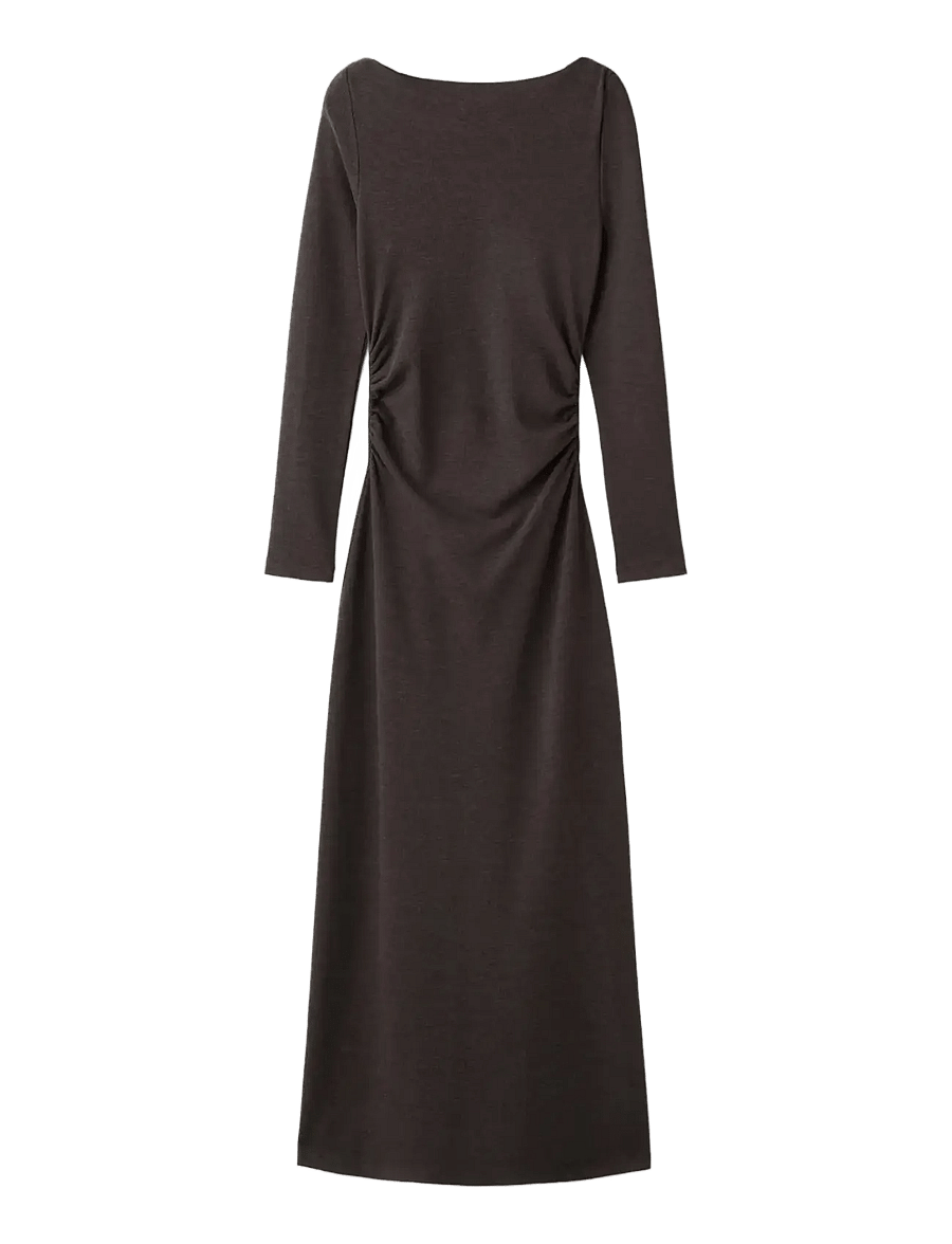 Mango - Fitted sweater dress - strikkjoler - brown - 1