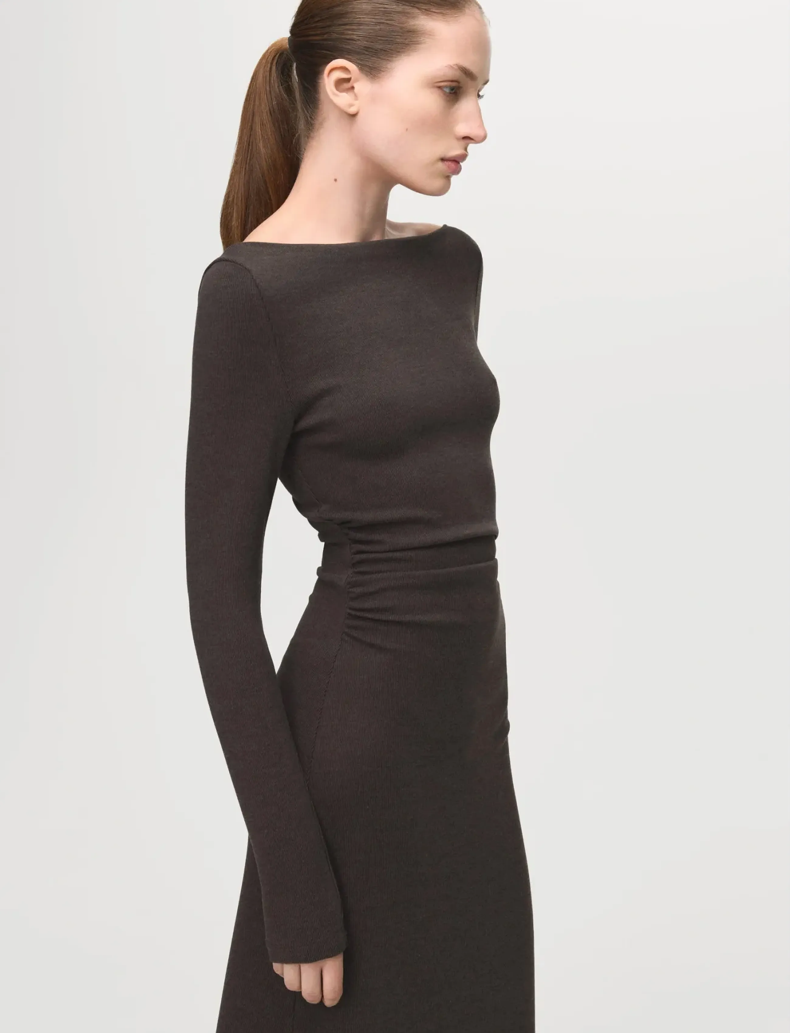 Mango Fitted sweater dress - Transitional Layering - BROWN / brown