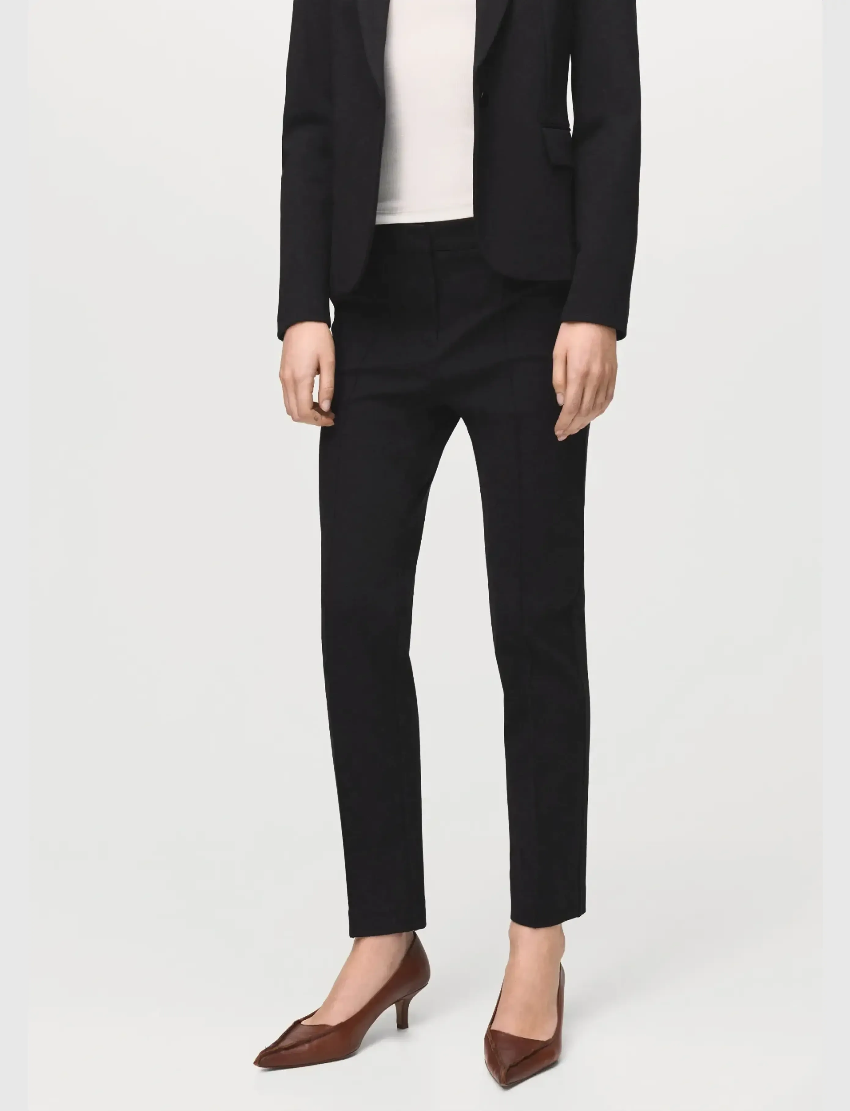 Mango Mid-Rise Suit Trousers, 42, Black, Bukser > Capri-Bukser, Dame