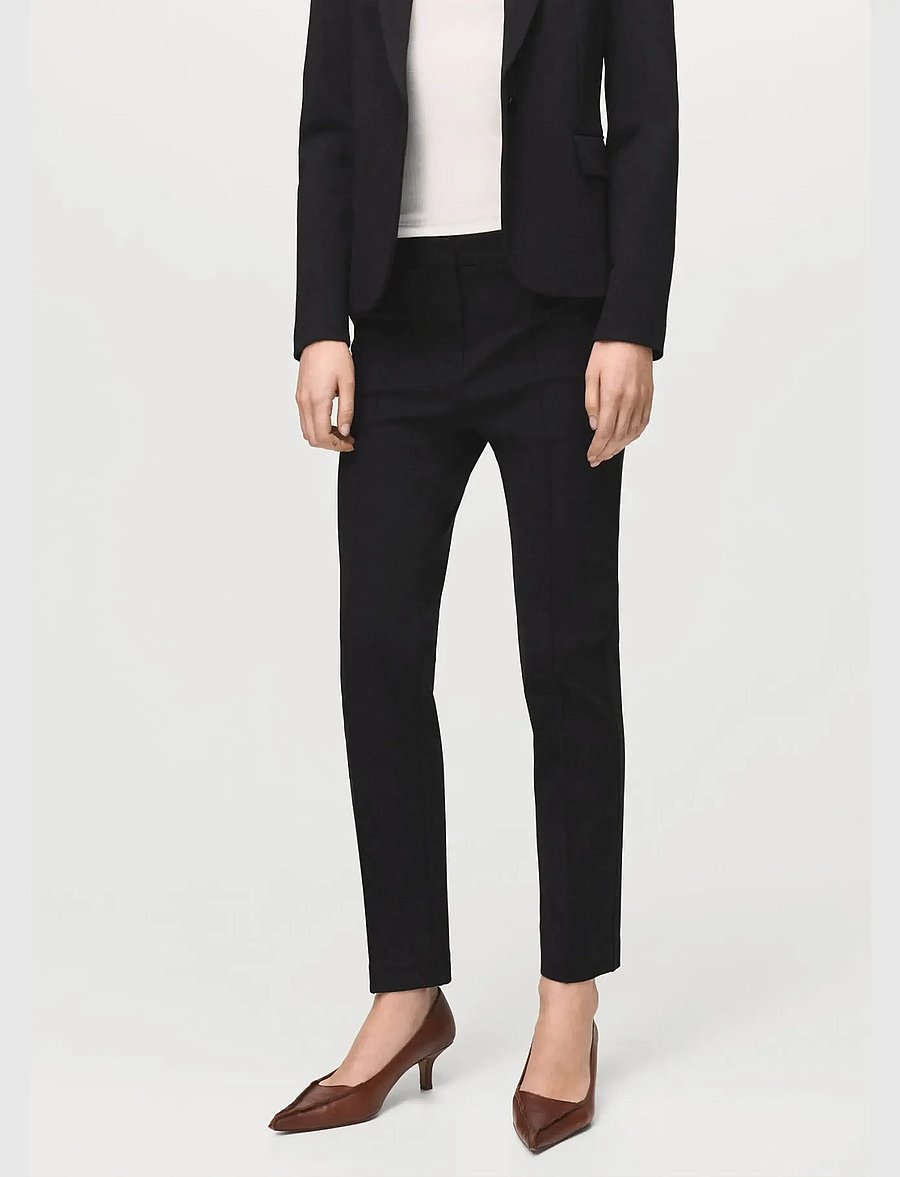Mango - Mid-rise suit trousers - habitbukser - black - 0