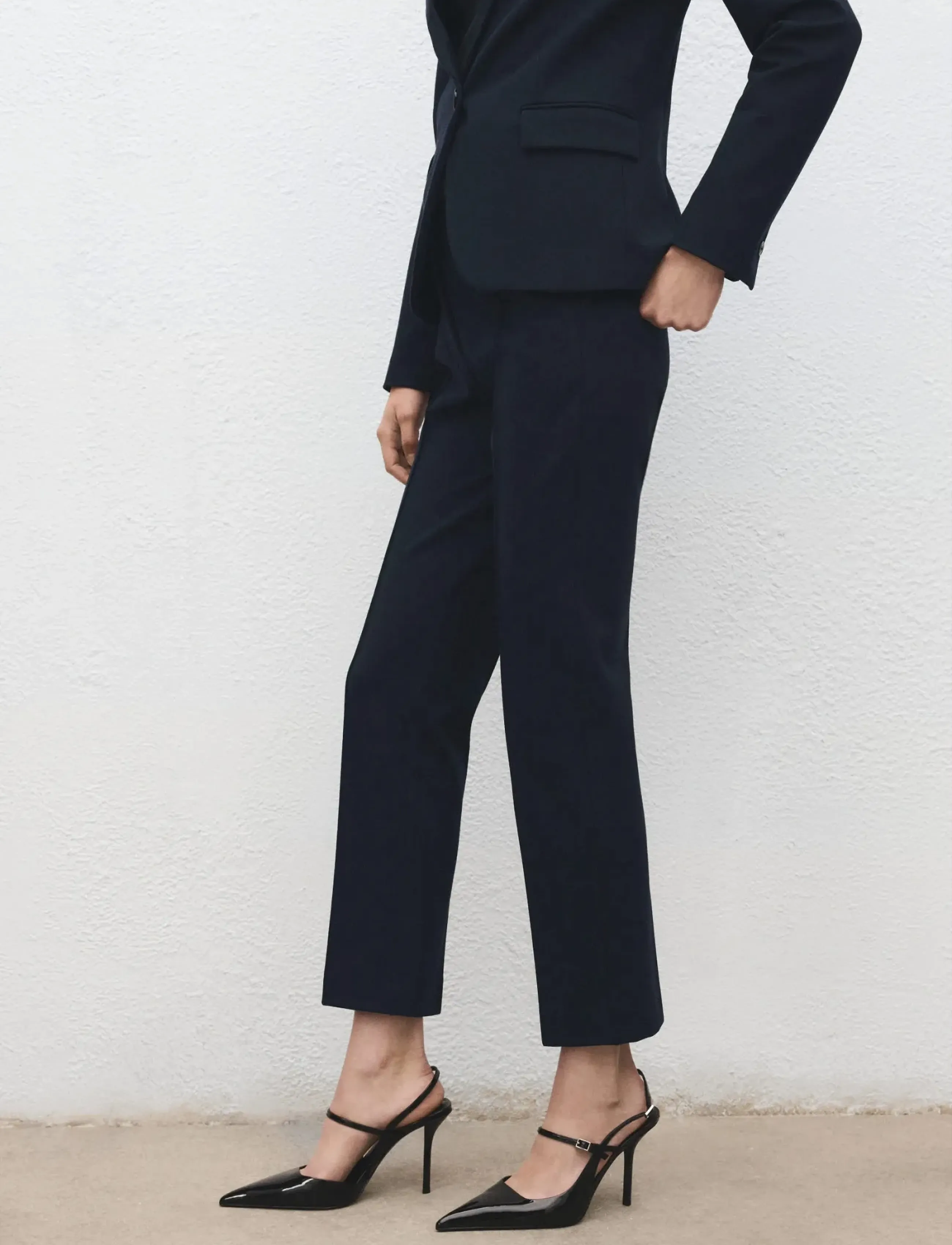 Mango Mid-Rise Suit Trousers, 40, Navy, Bukser > Capri-Bukser, Dame