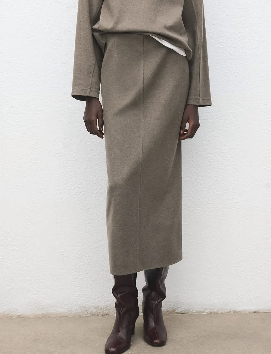 Mango - Opening pencil skirt - midi nederdele - medium brown - 0