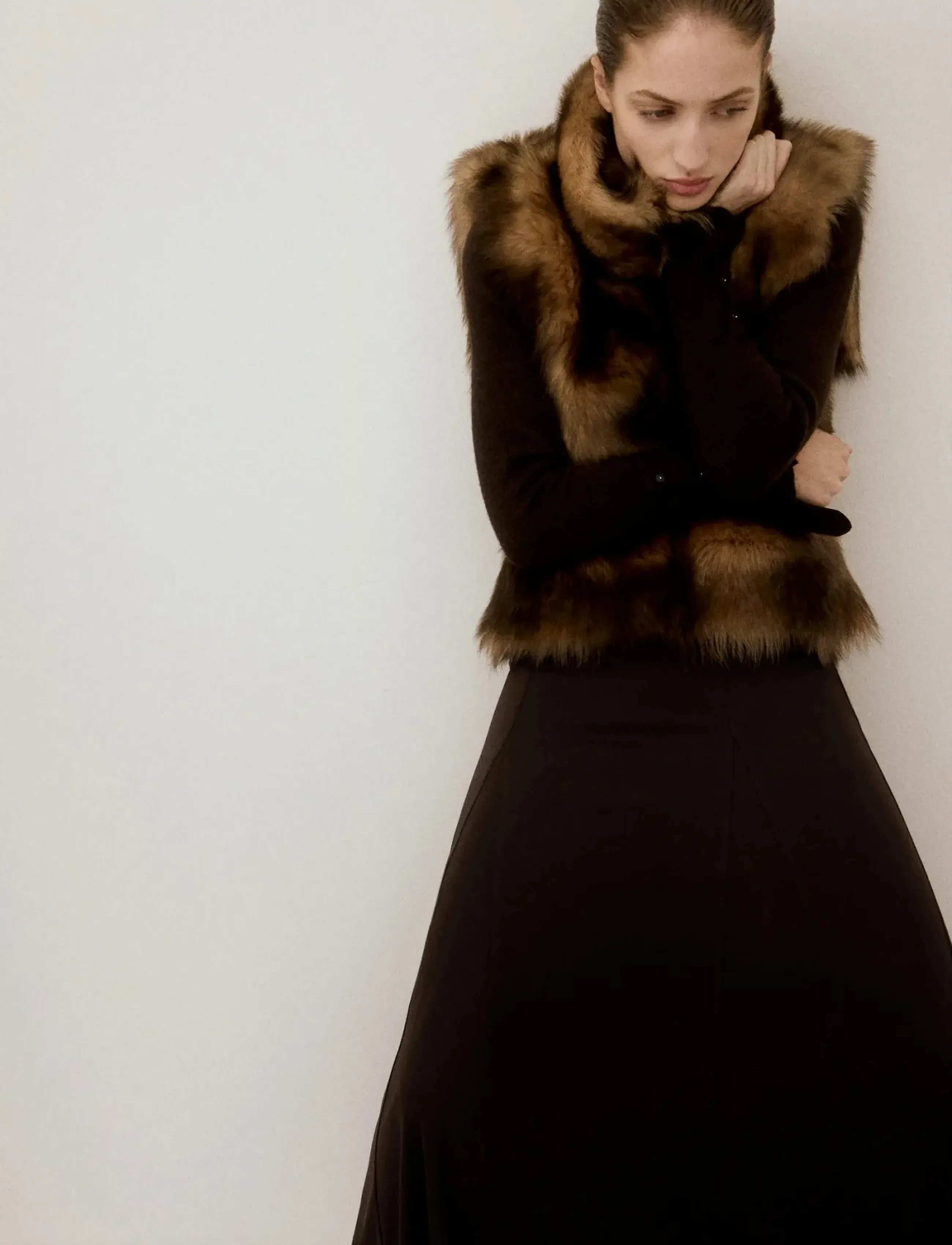 Mango A-line skirt with godets - Maxi nederdele - BROWN / brown
