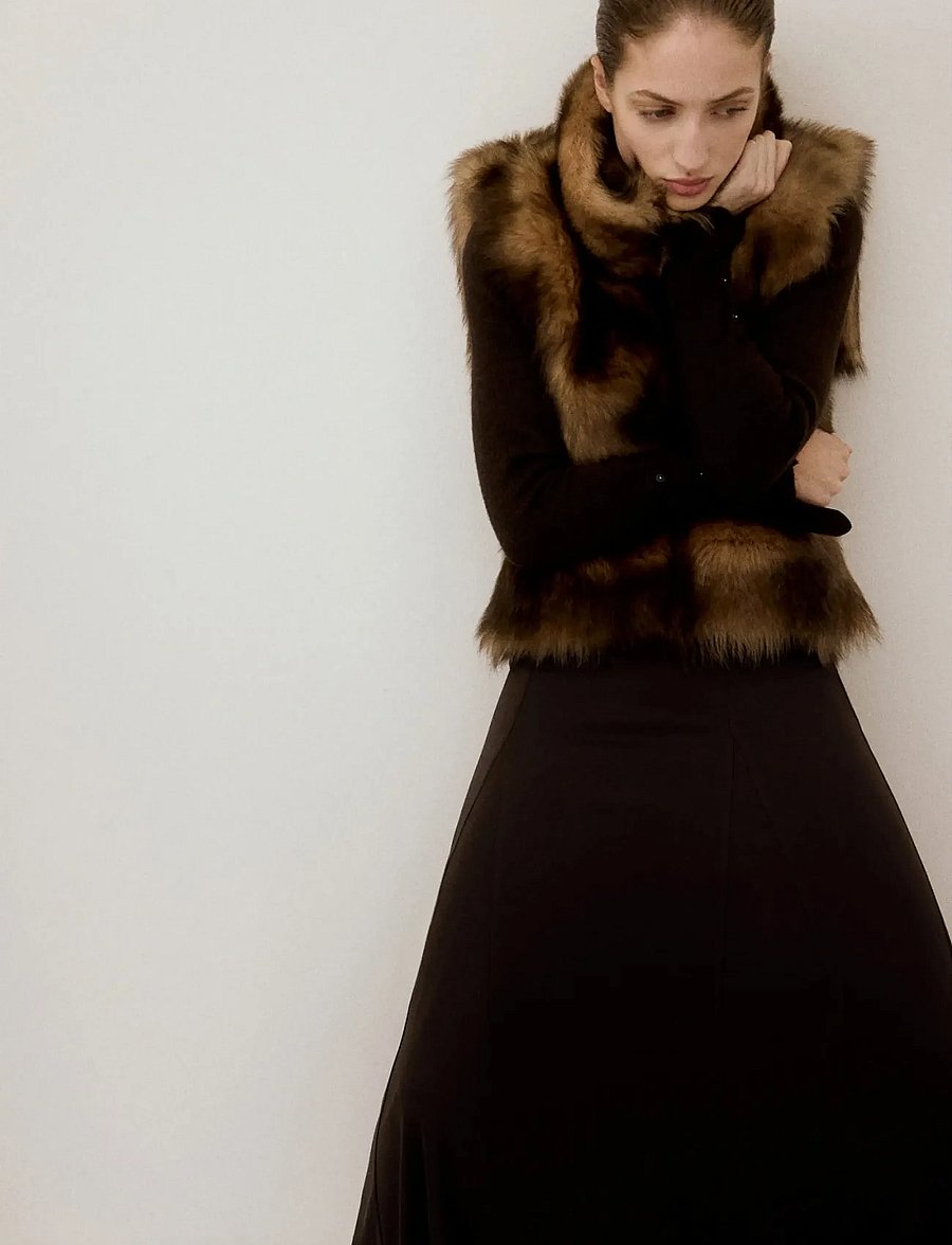 Mango - A-line skirt with godets - maxikjolar - brown - 0