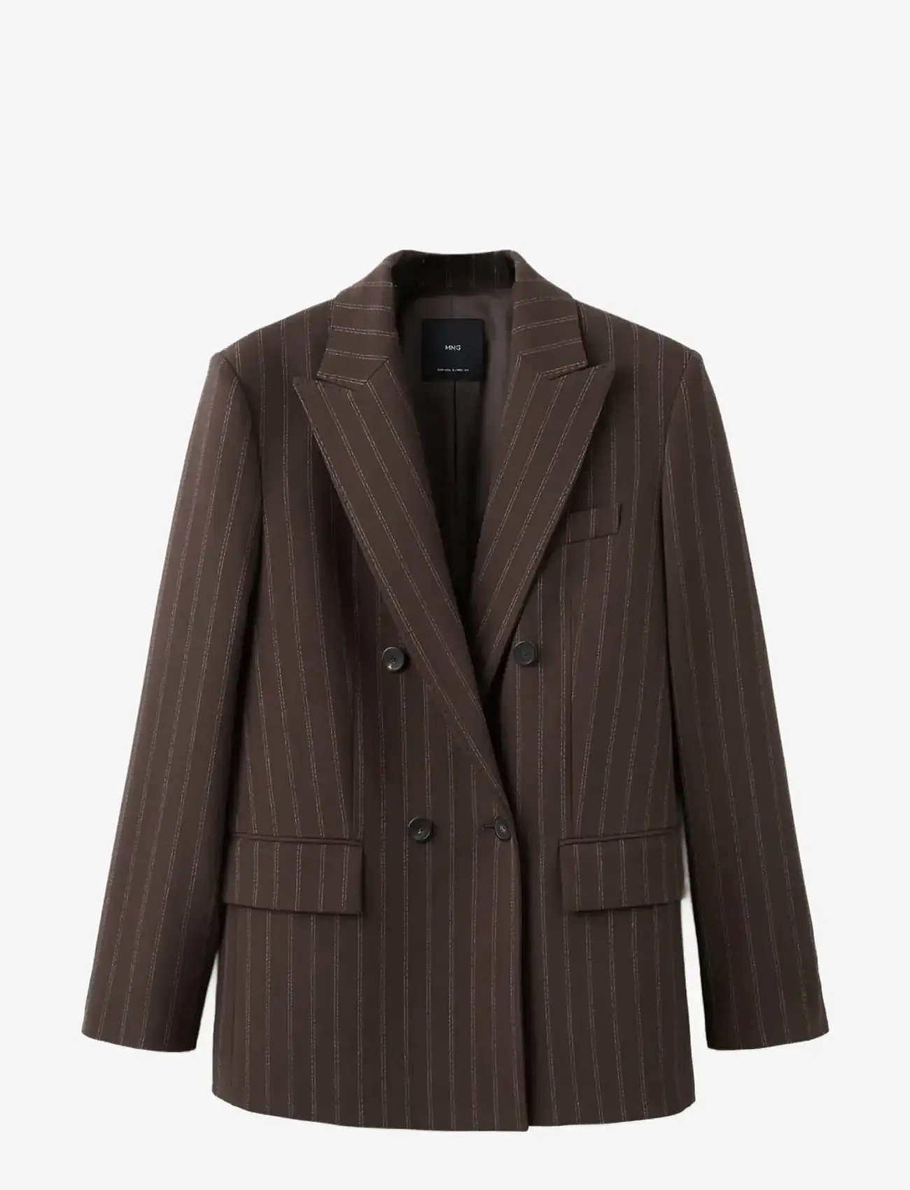 Mango - Double-breasted pinstripe suit jacket - festtøj til outletpriser - brown - 1