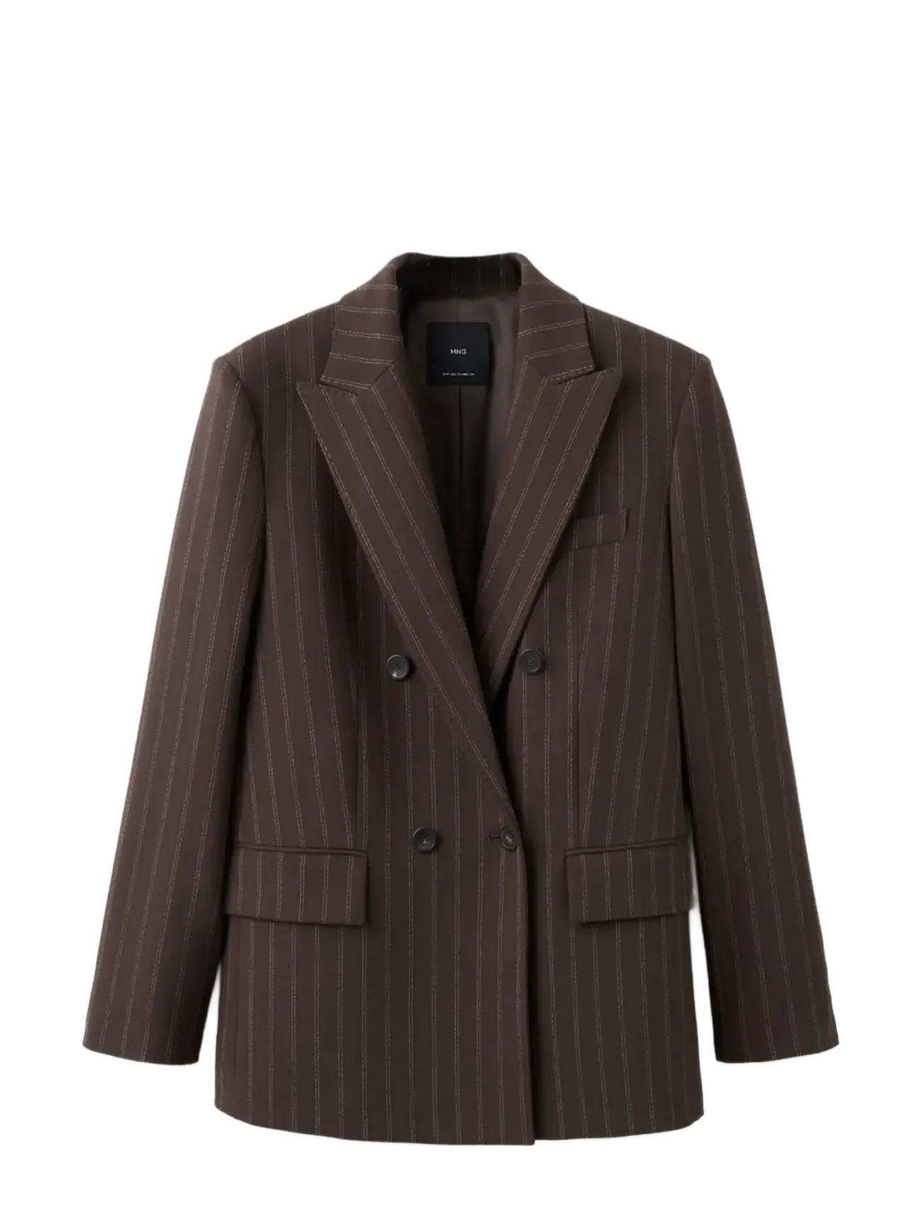 Mango Double-breasted pinstripe suit jacket - Blazere - BROWN / brown