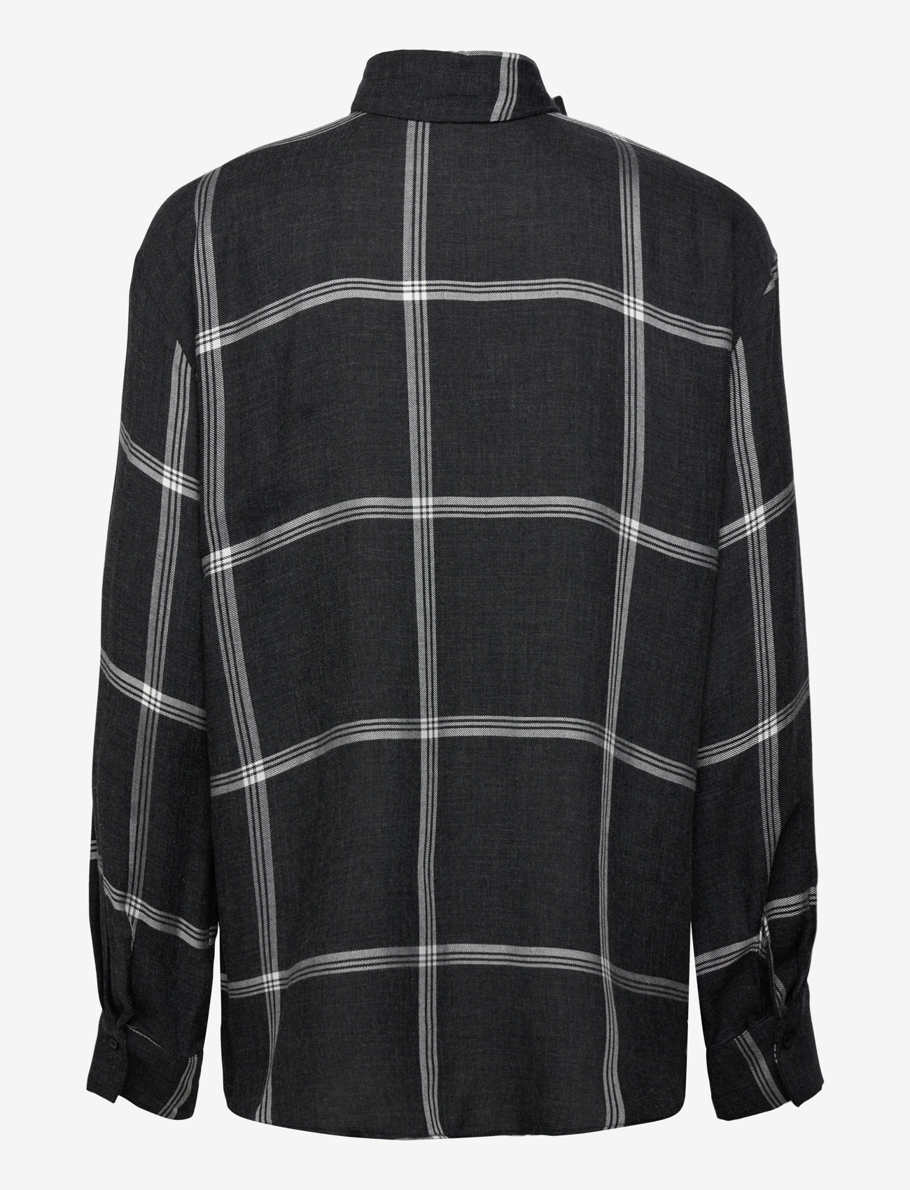 Mango - Blouse with check pattern and foulard collar - langärmlige blusen - black - 2