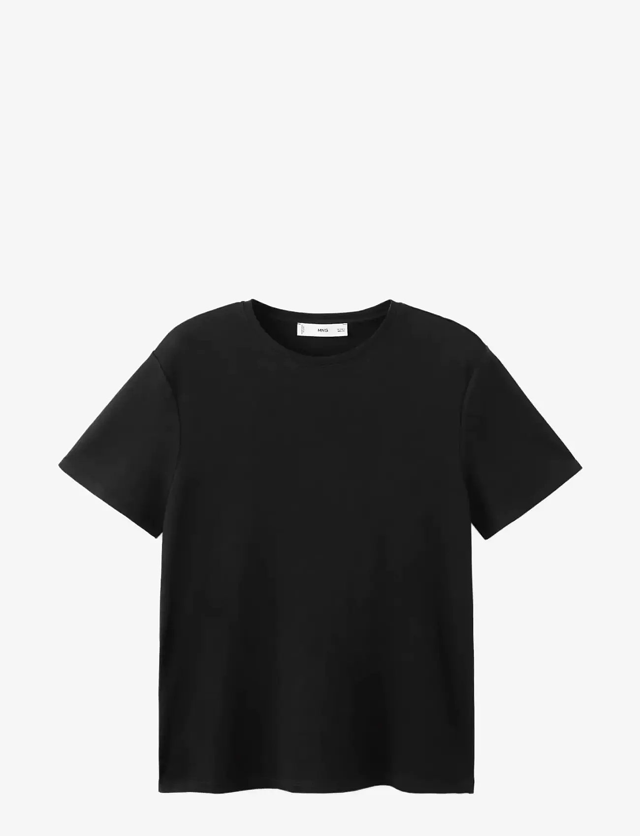 Mango - Short-sleeved cotton t-shirt - laveste priser - black - 1