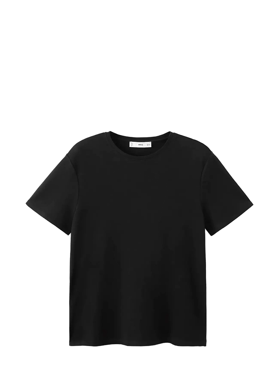 Mango - Short-sleeved cotton t-shirt - t-paidat - black - 1