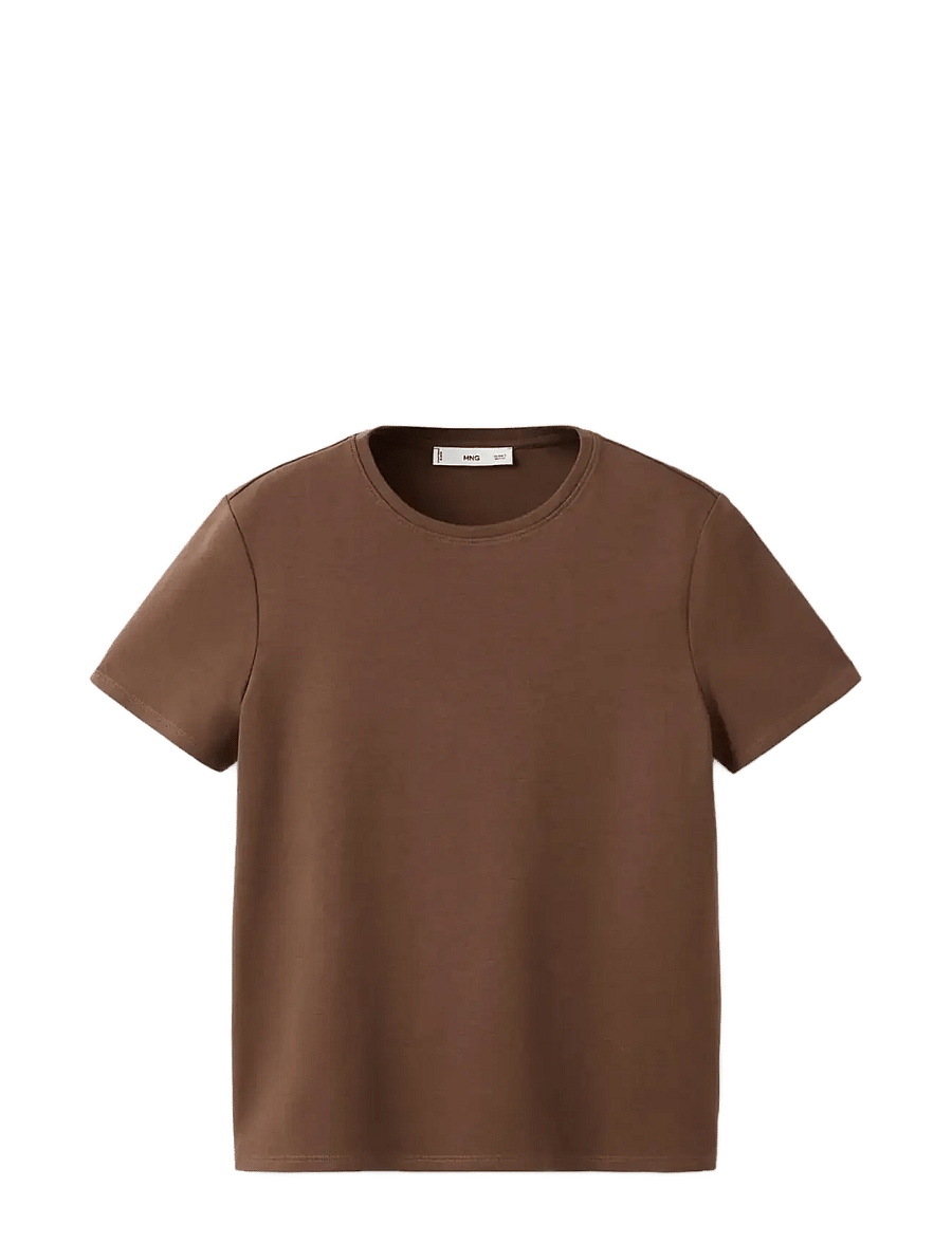Mango - Short-sleeved cotton t-shirt - t-shirts - brown - 1