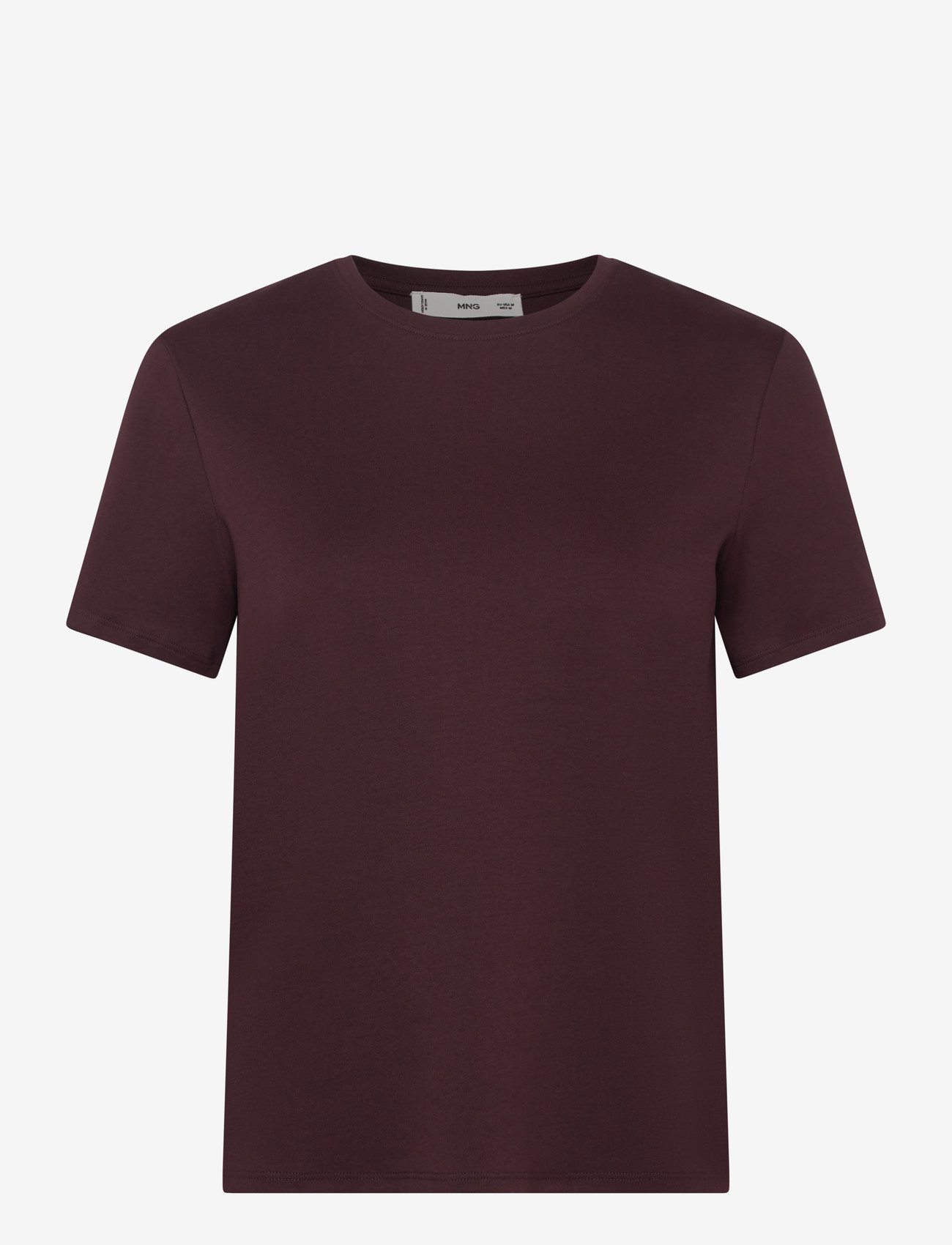 Mango - Short-sleeved cotton t-shirt - t-shirts - dark red - 1