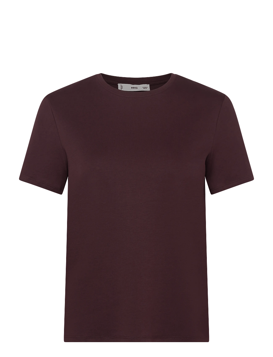 Mango - Short-sleeved cotton t-shirt - t-shirts - dark red - 1
