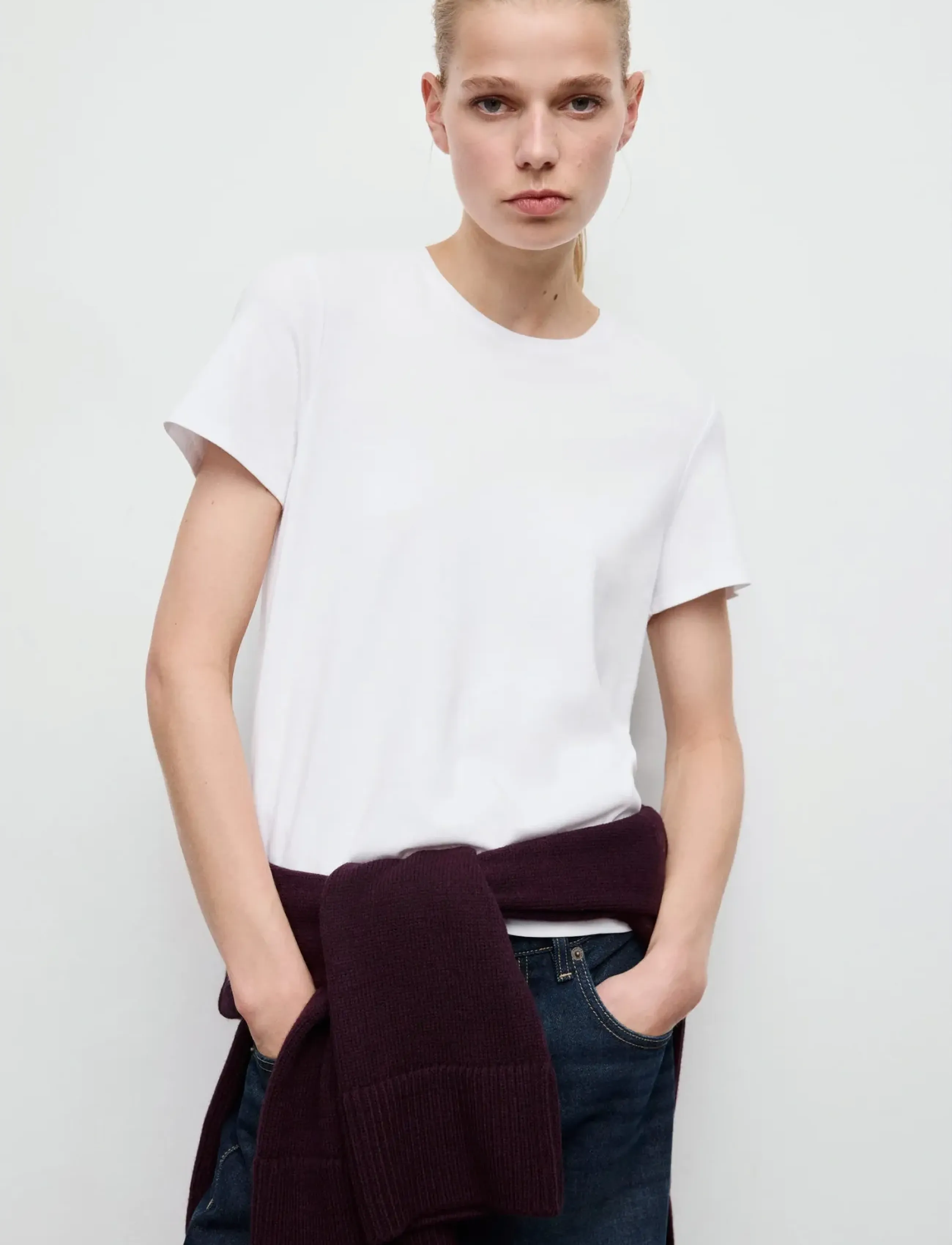 Mango Short-Sleeved Cotton T-Shirt, L, White, T-Shirts & Toppe > Kortærmede, Dame
