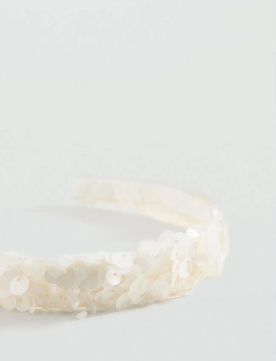 Mango - Beaded detail headband - pannband - light beige - 1