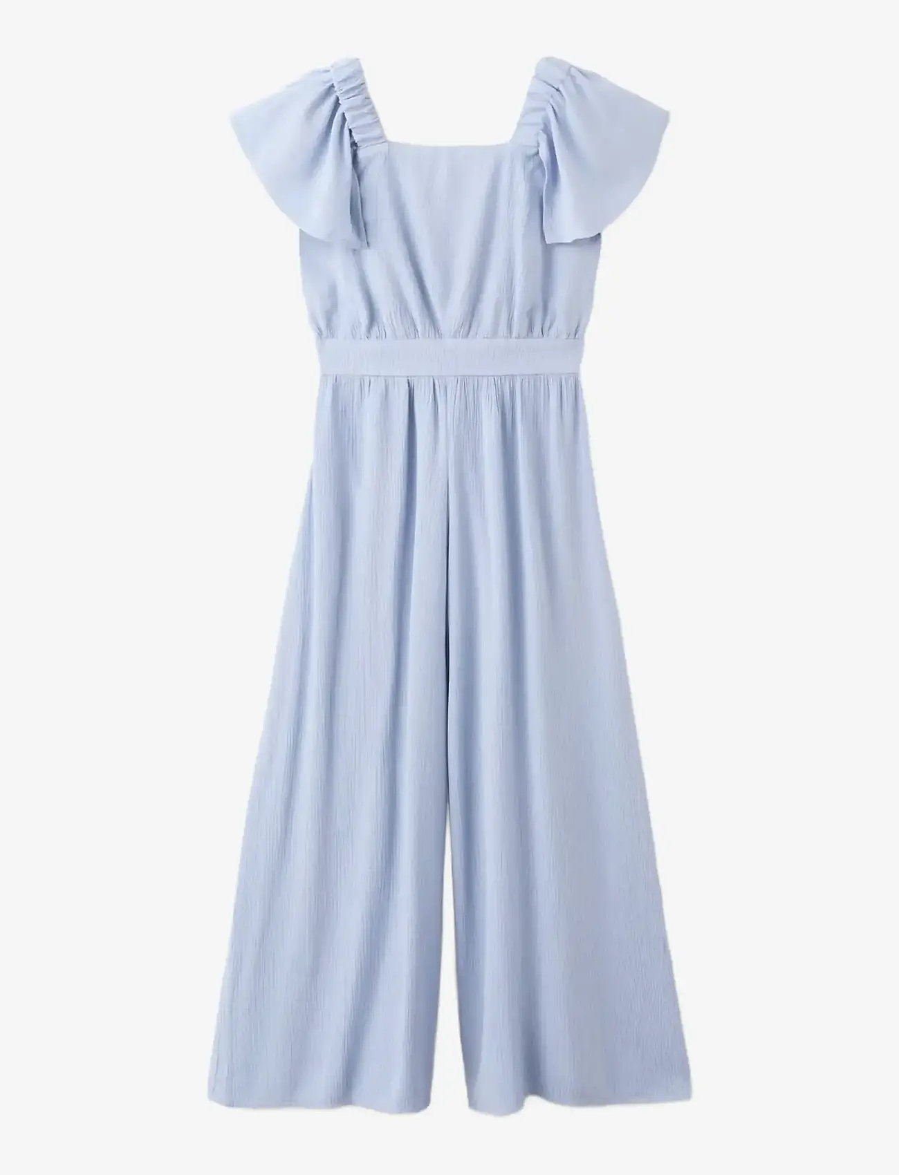 Mango - Textured playsuit with ruffled sleeves - buksedragter - medium blue - 1