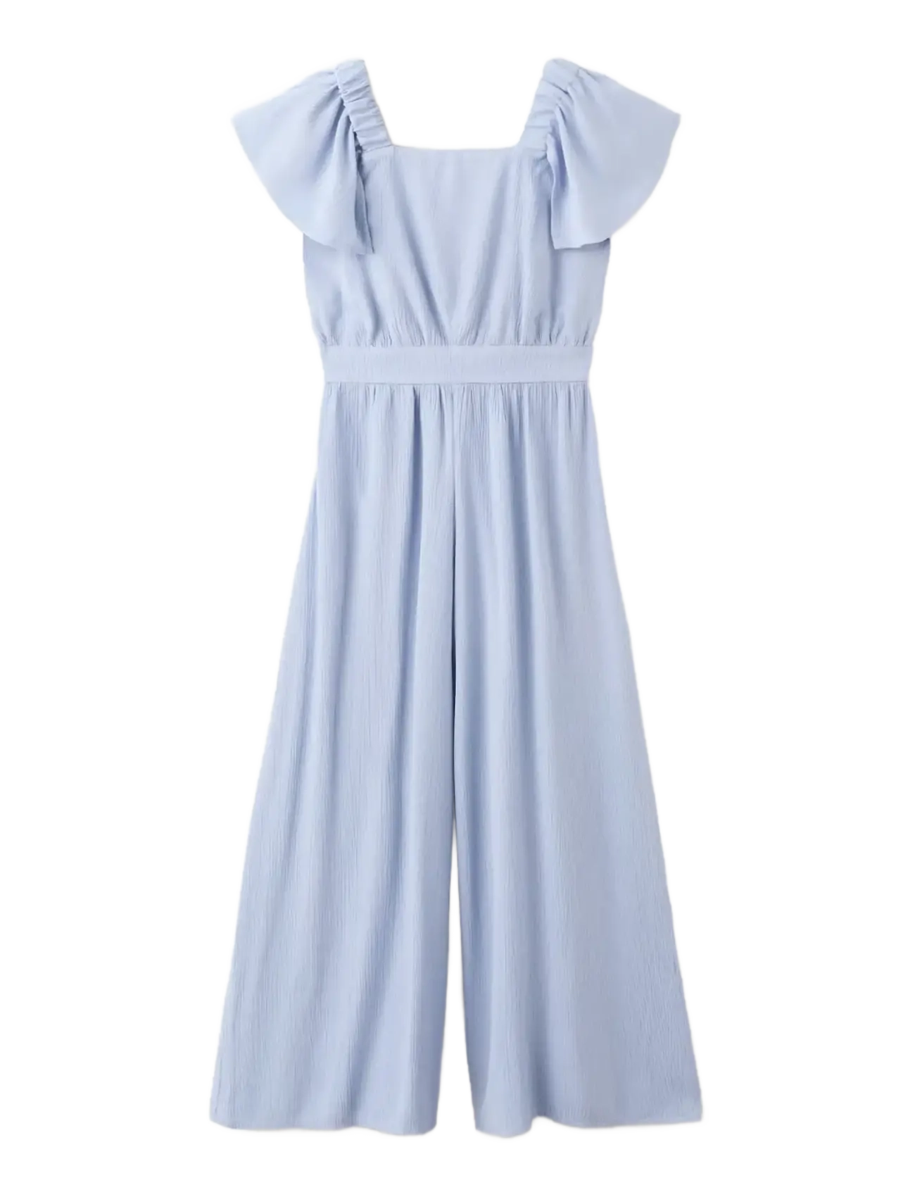 Mango Textured playsuit with ruffled sleeves - Tøj - MEDIUM BLUE / blue