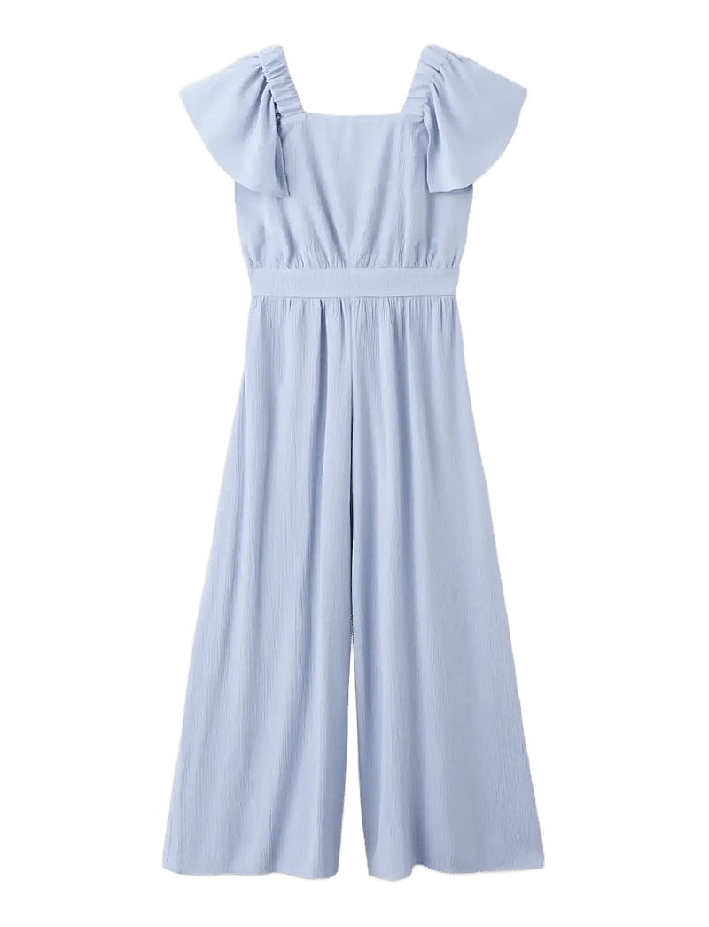 Mango - Textured playsuit with ruffled sleeves - buksedragter - medium blue - 1
