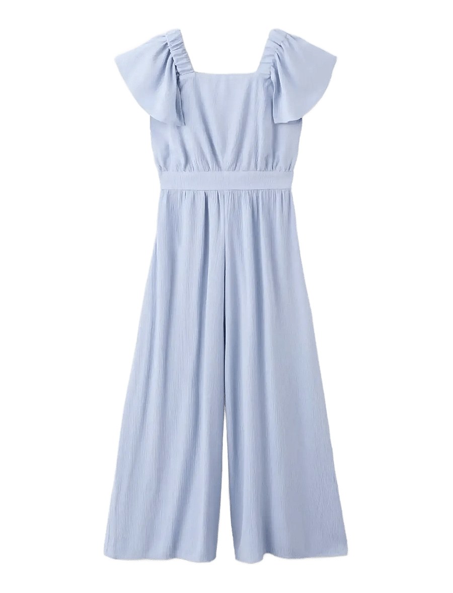 Mango - Textured playsuit with ruffled sleeves - byxdress - medium blue - 1