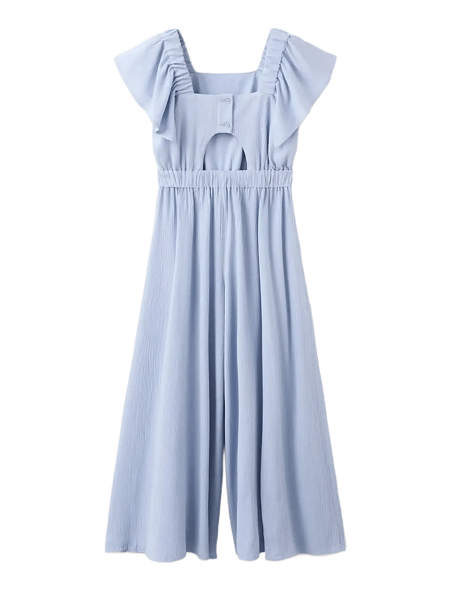 Mango - Textured playsuit with ruffled sleeves - byxdress - medium blue - 2